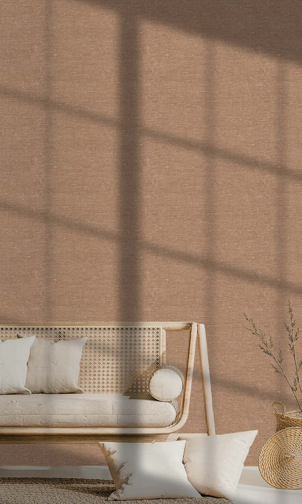 Imperial Brown Faux Hemp Print Wallpaper R10297