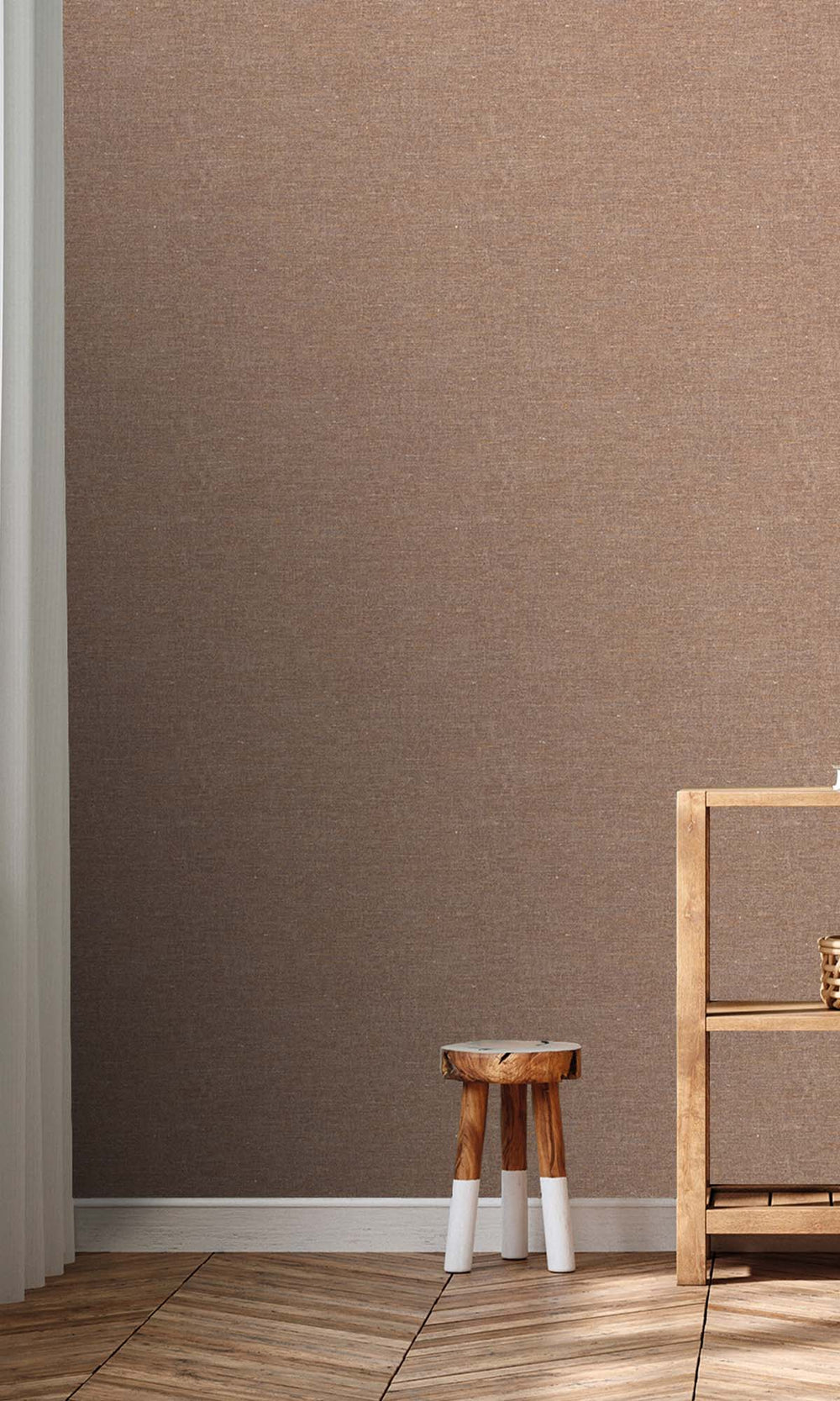 Carob Brown Faux Hemp Print Wallpaper R10298