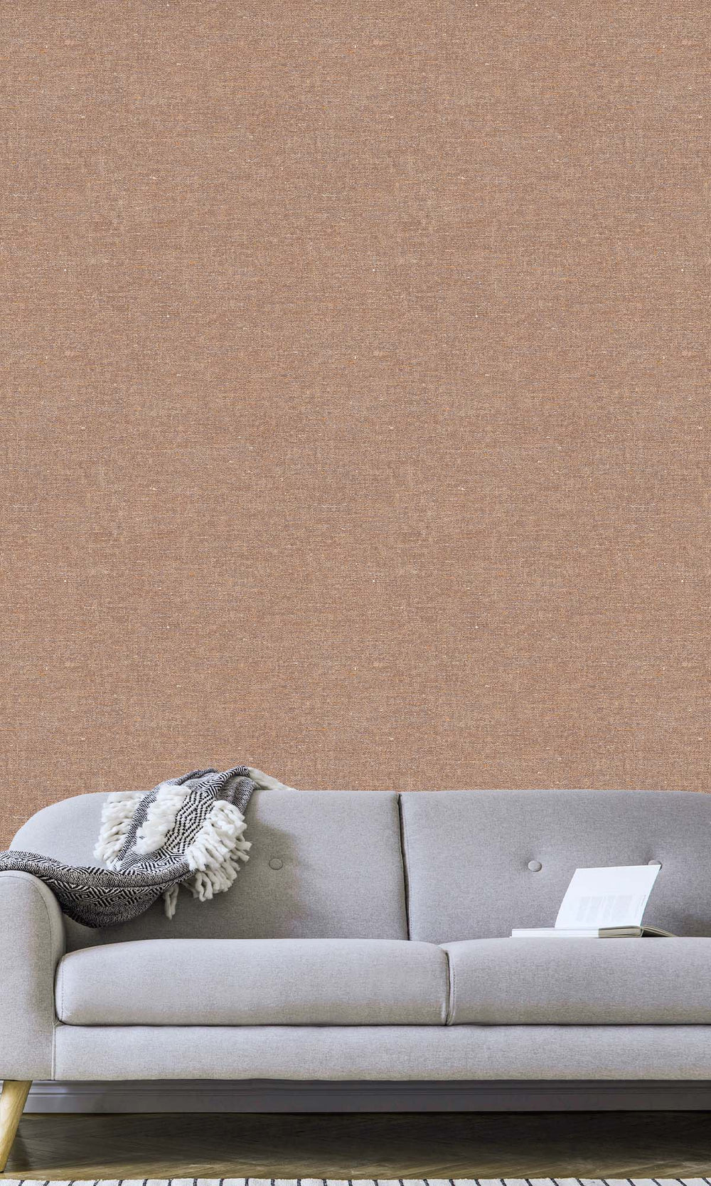 Carob Brown Faux Hemp Print Wallpaper R10298