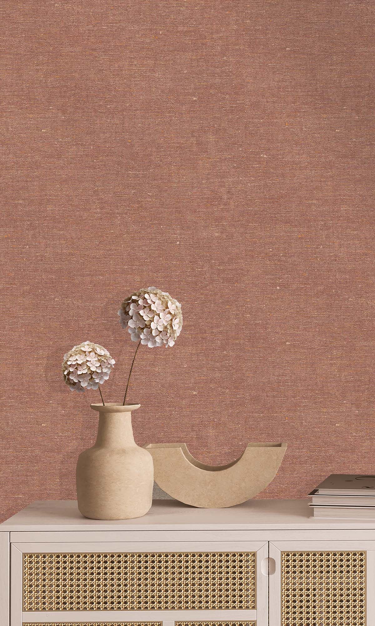 Terracotta Faux Hemp Print Wallpaper R10299