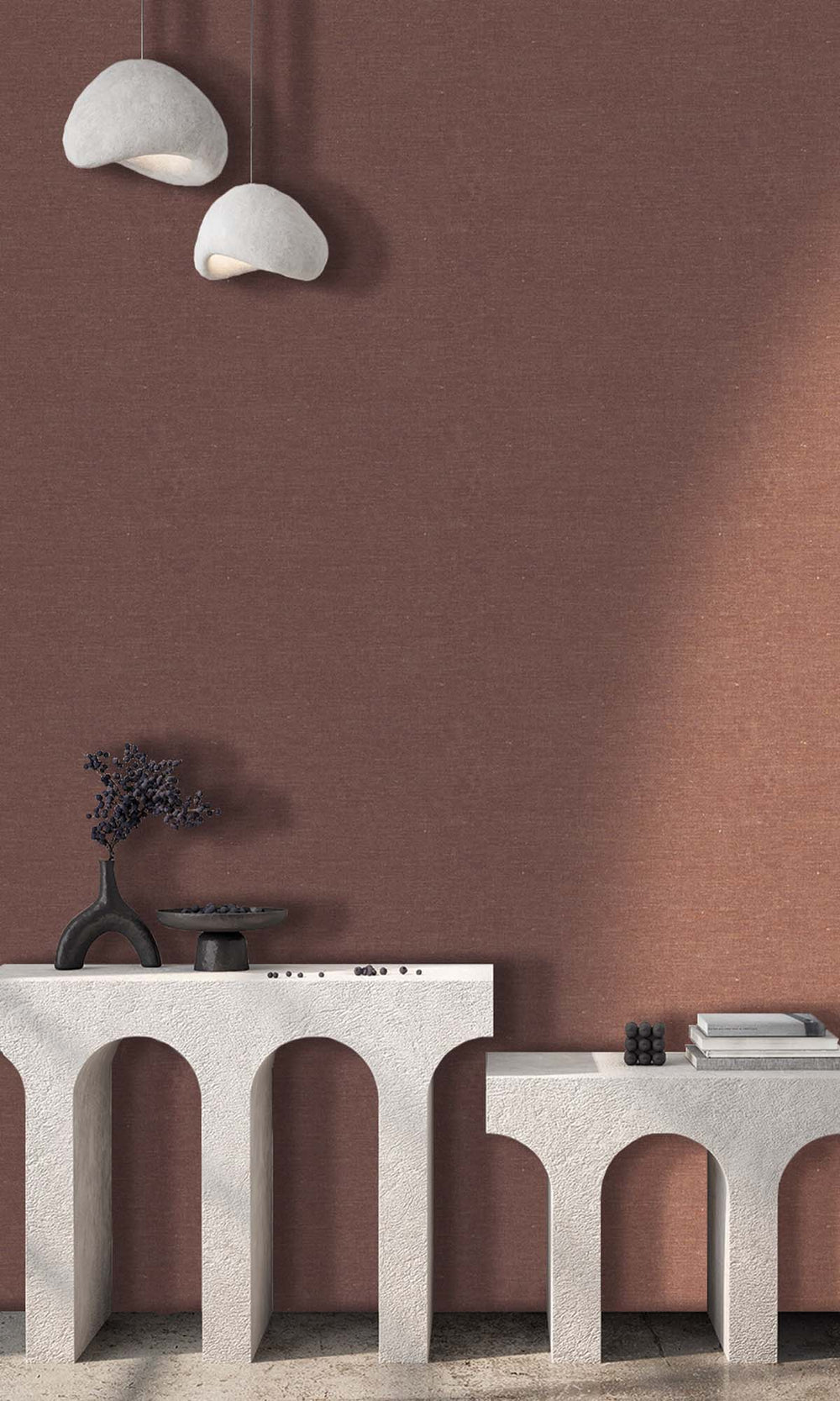 Terracotta Faux Hemp Print Wallpaper R10299