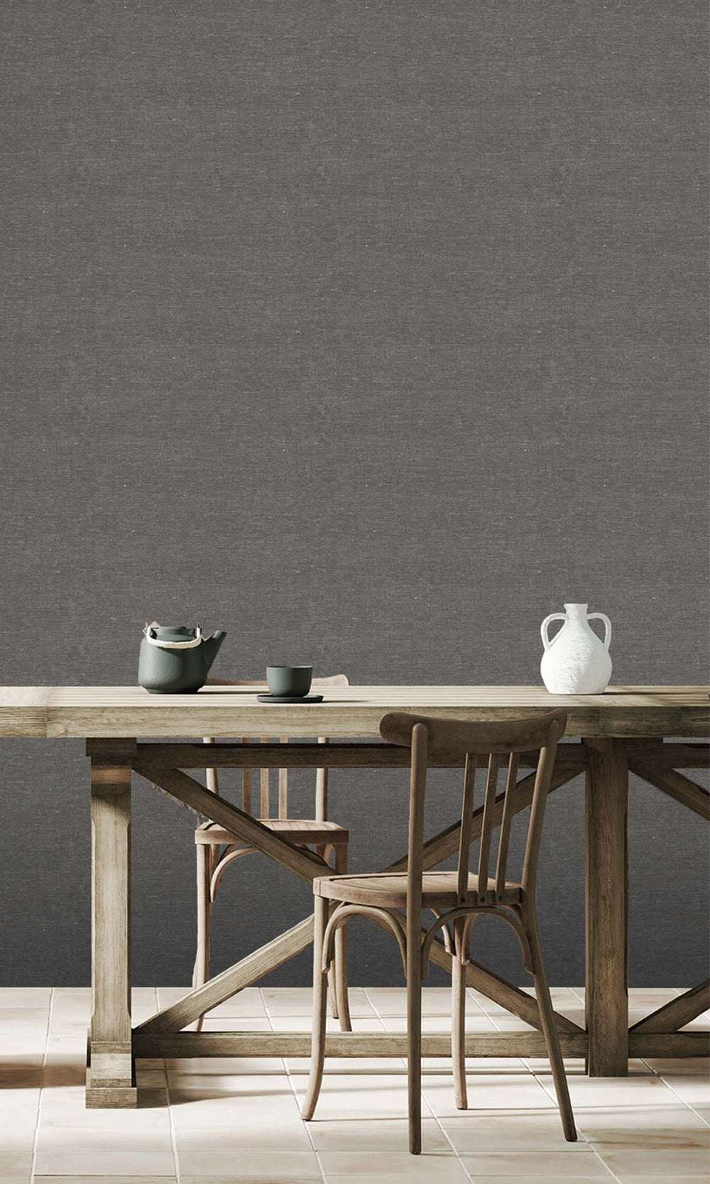 Antracite Faux Hemp Print Wallpaper R10302