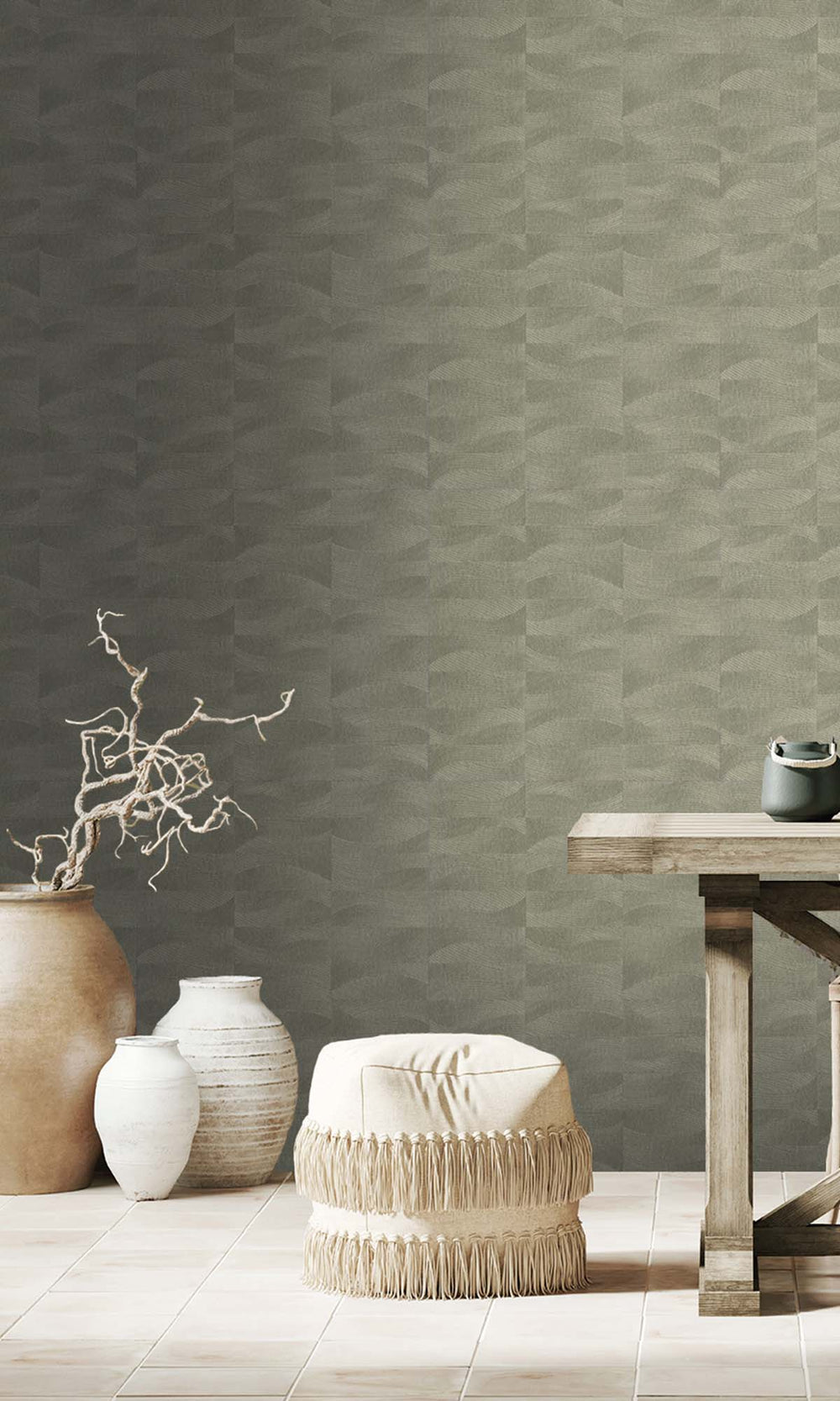 Oil Green Abstract Swirl Wallpaper R10305