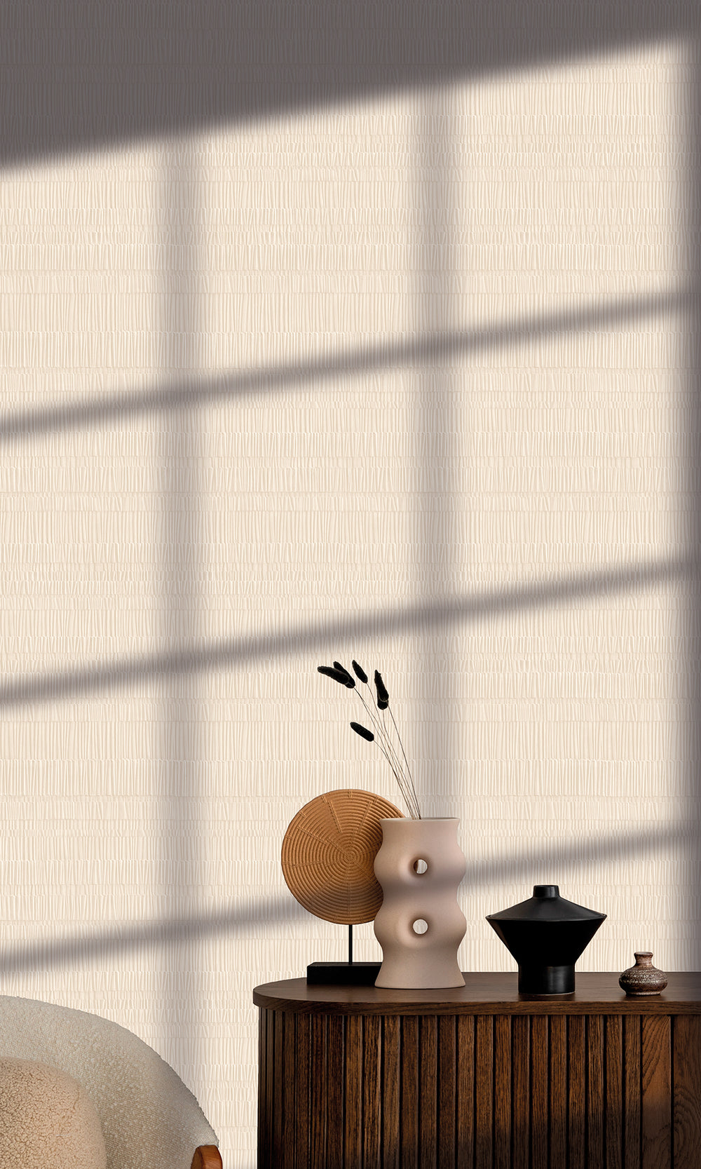 Beige Faux Bamboo Screen Wallpaper R10309
