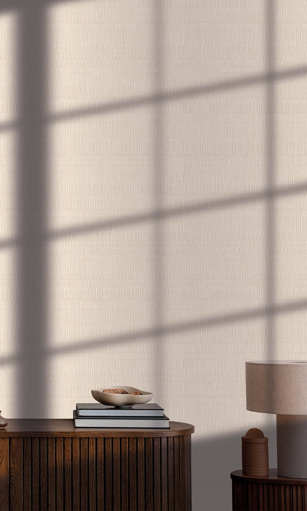 Beige Faux Bamboo Screen Wallpaper R10309