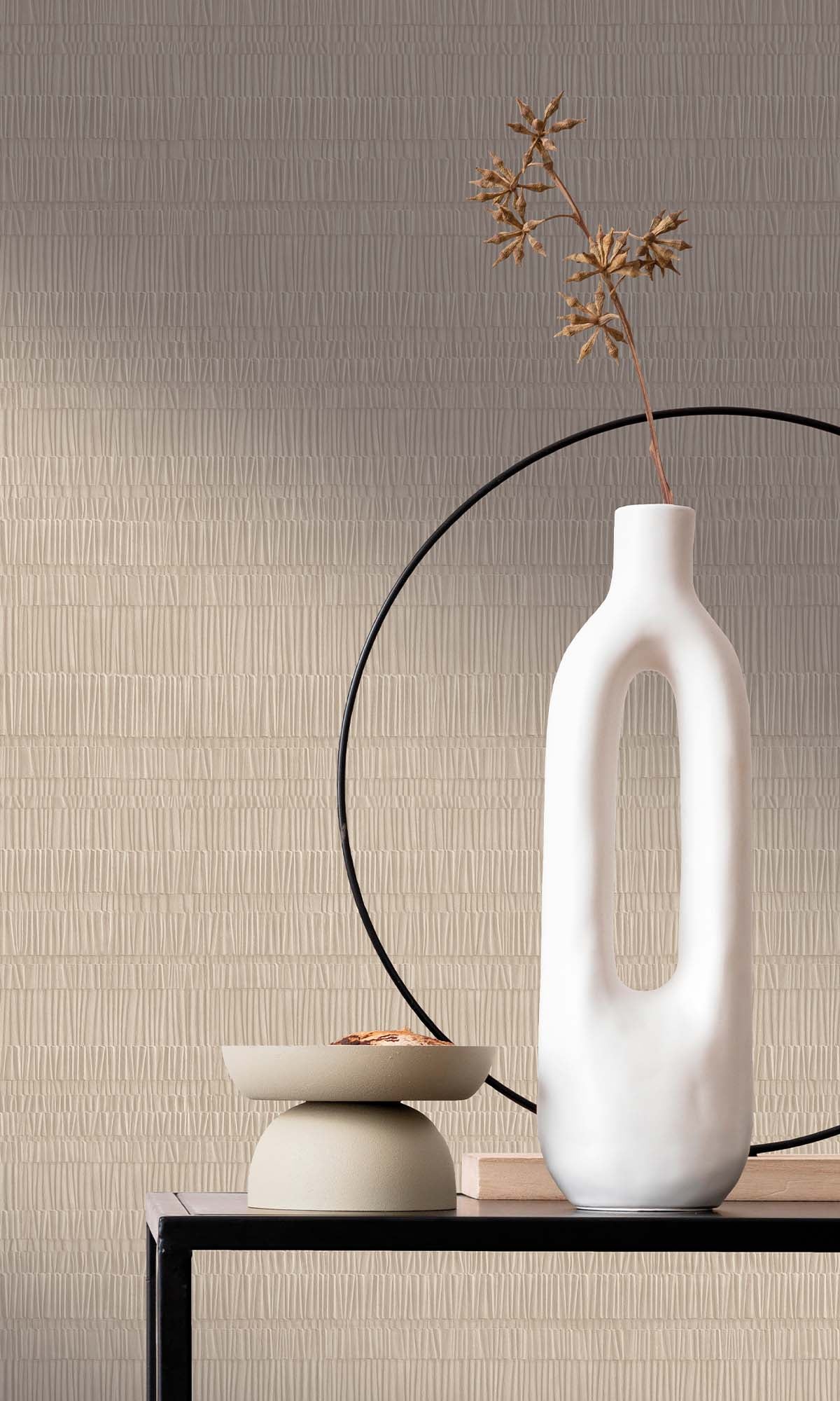Almond Milk Faux Bamboo Screen Wallpaper R10310