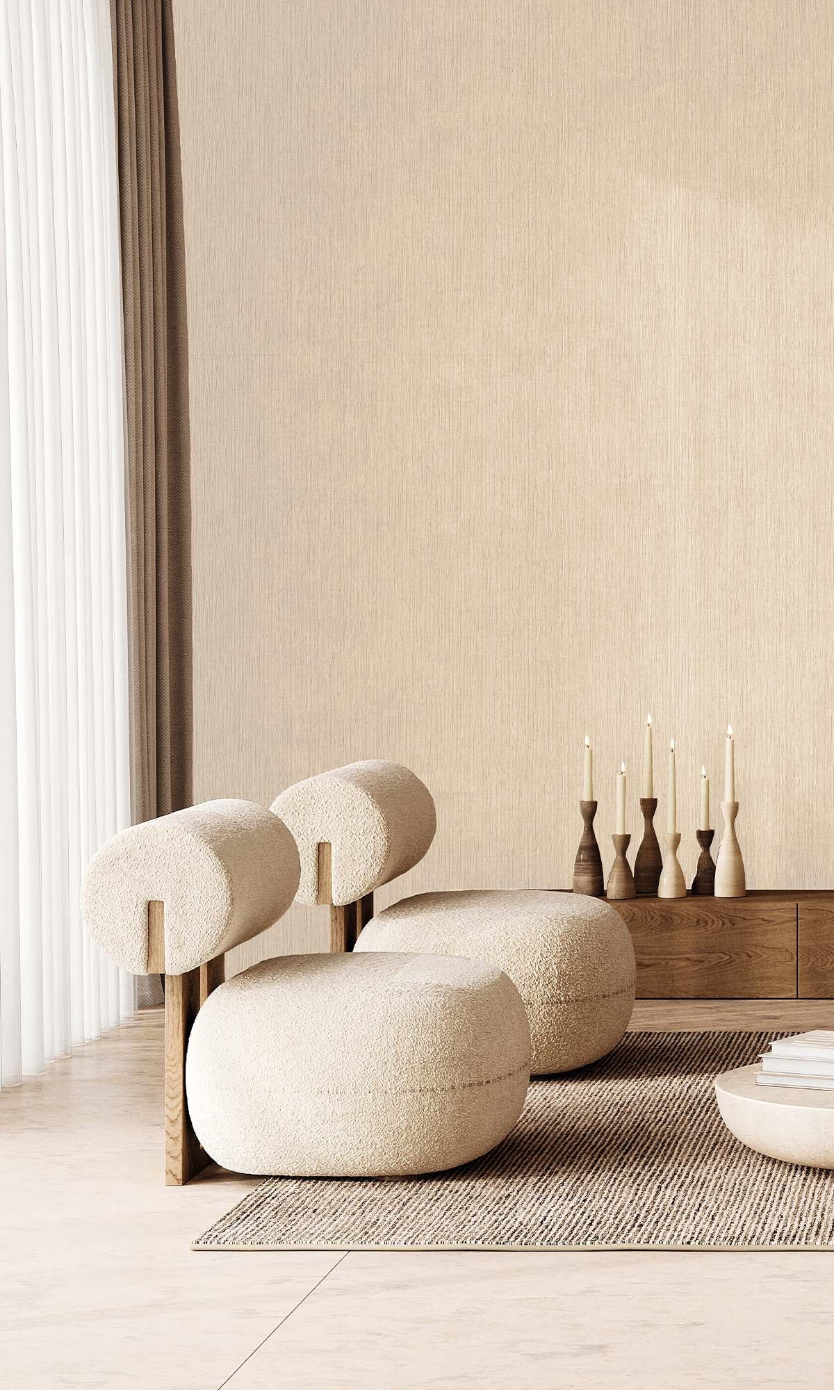 Natural Faux Rattan Print Wallpaper R10314