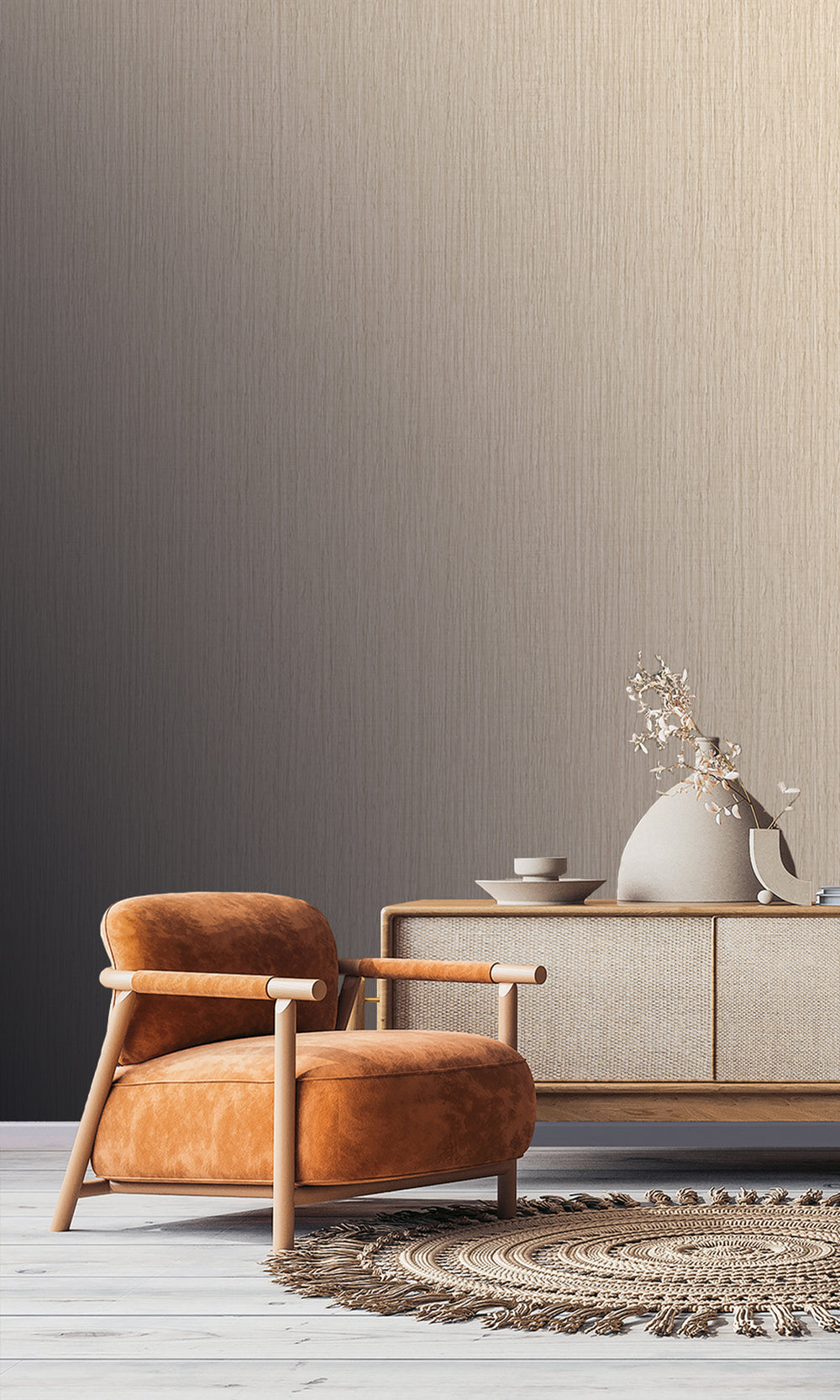 Natural Faux Rattan Print Wallpaper R10314