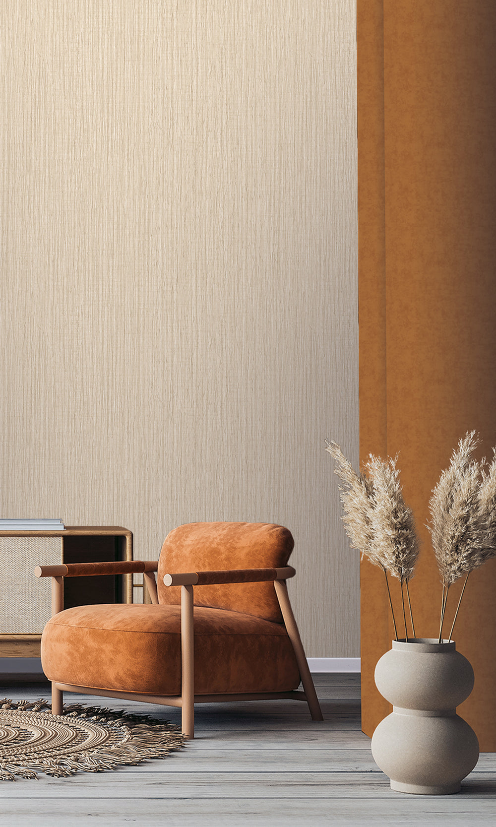Natural Faux Rattan Print Wallpaper R10314