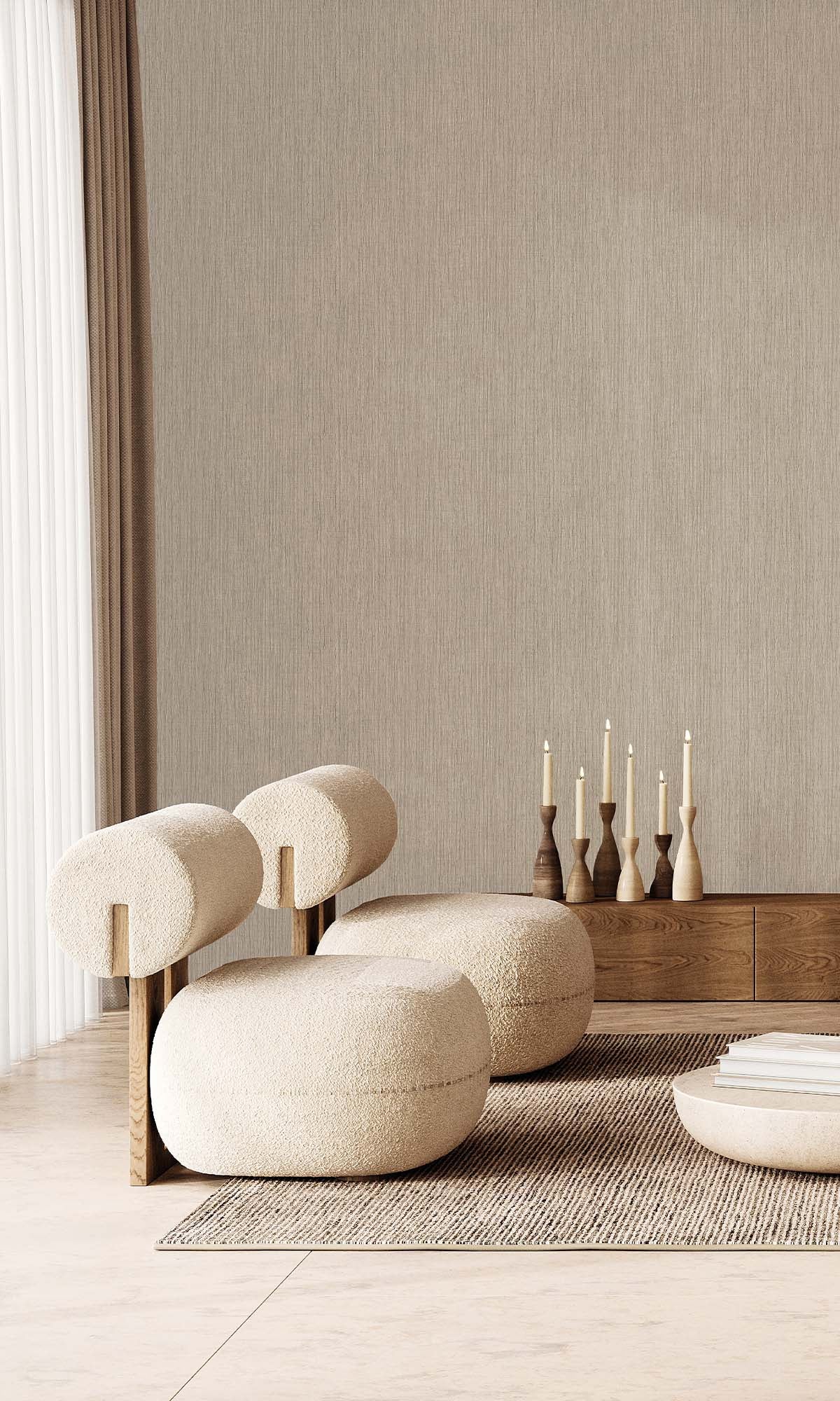 Warm Grey Faux Rattan Print Wallpaper R10315