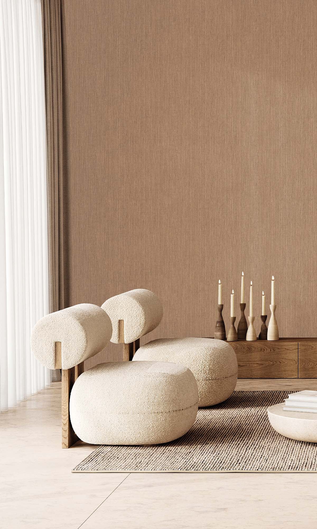 Chestnut Faux Rattan Print Wallpaper R10317