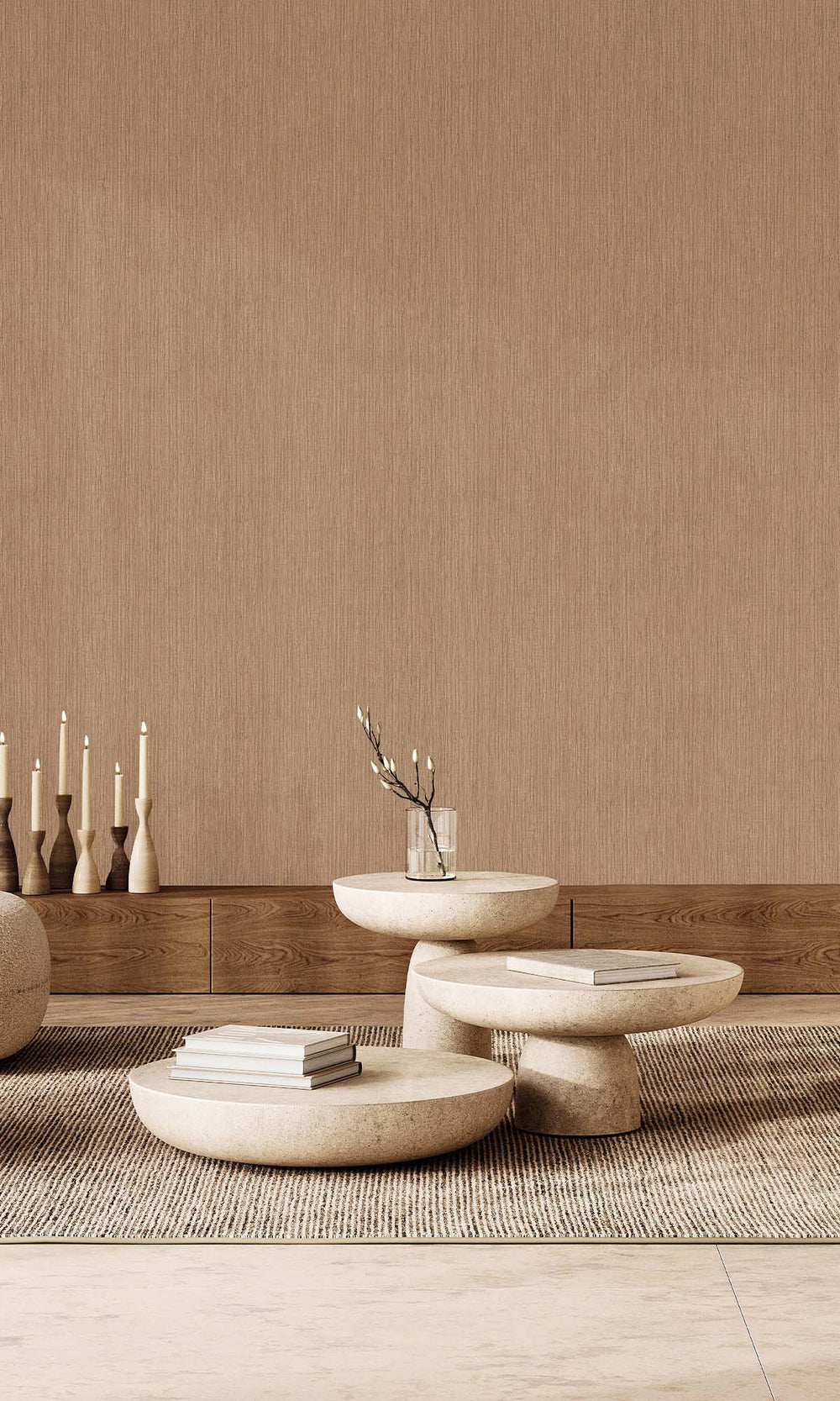Chestnut Faux Rattan Print Wallpaper R10317