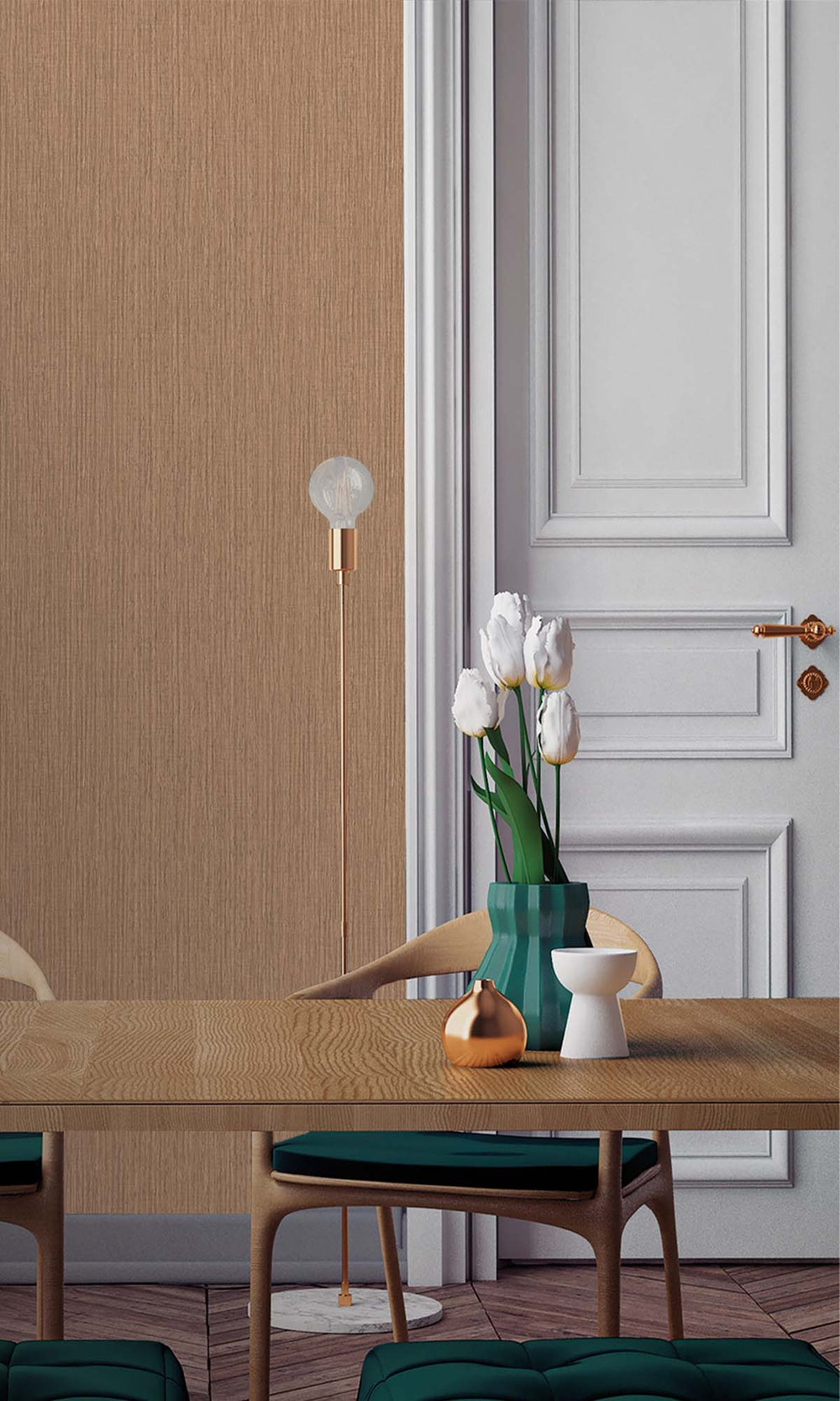 Chestnut Faux Rattan Print Wallpaper R10317