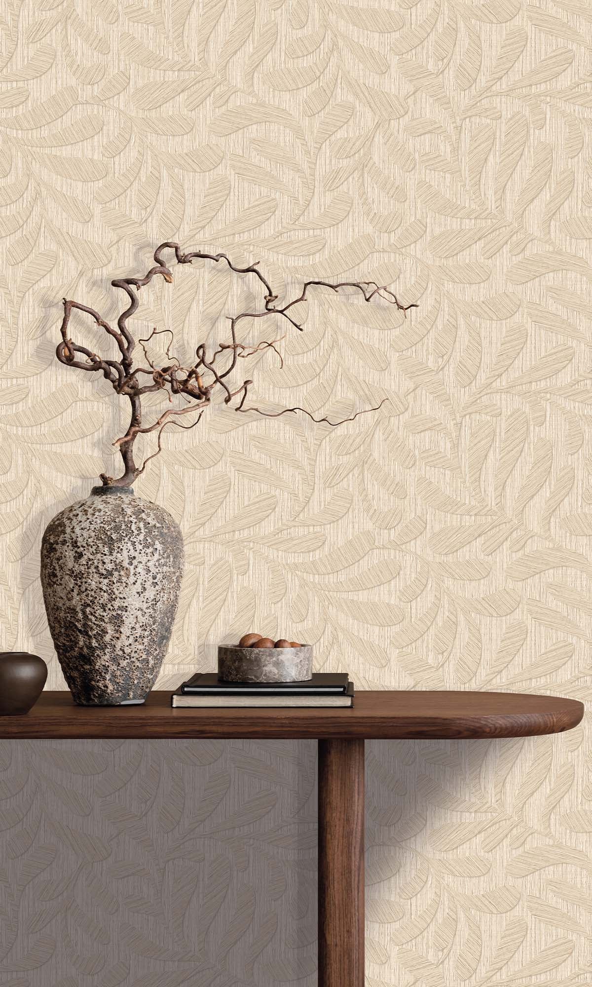 Natural Embossed Leaves Wallpaper R10318