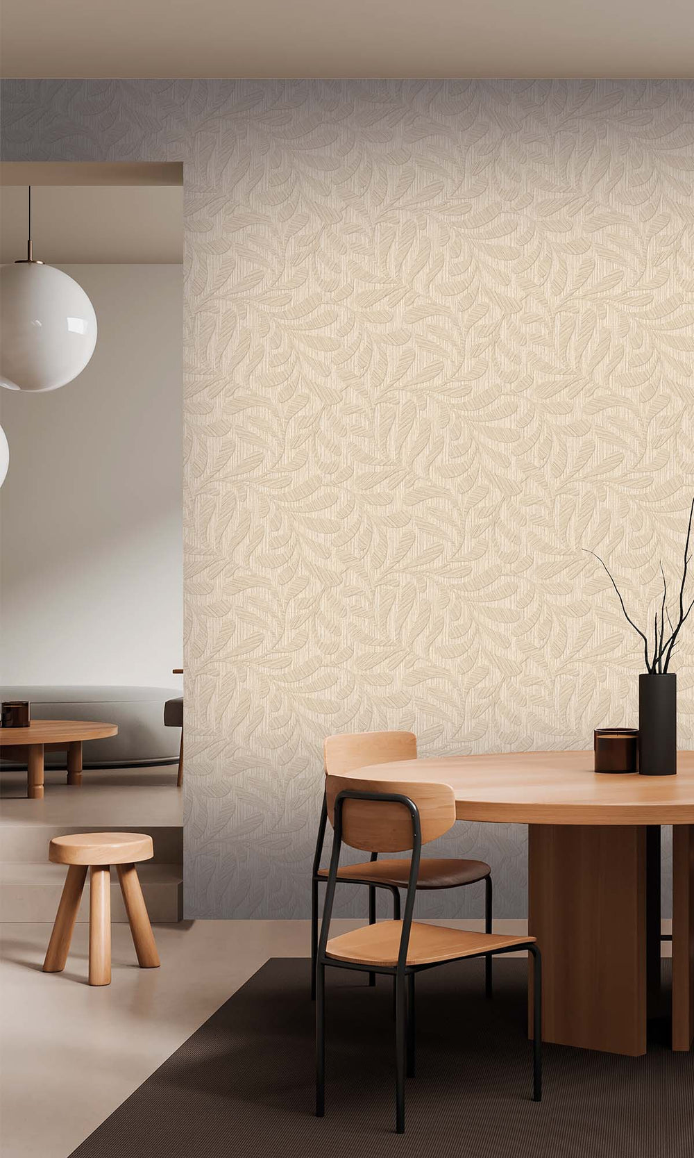 Natural Embossed Leaves Wallpaper R10318