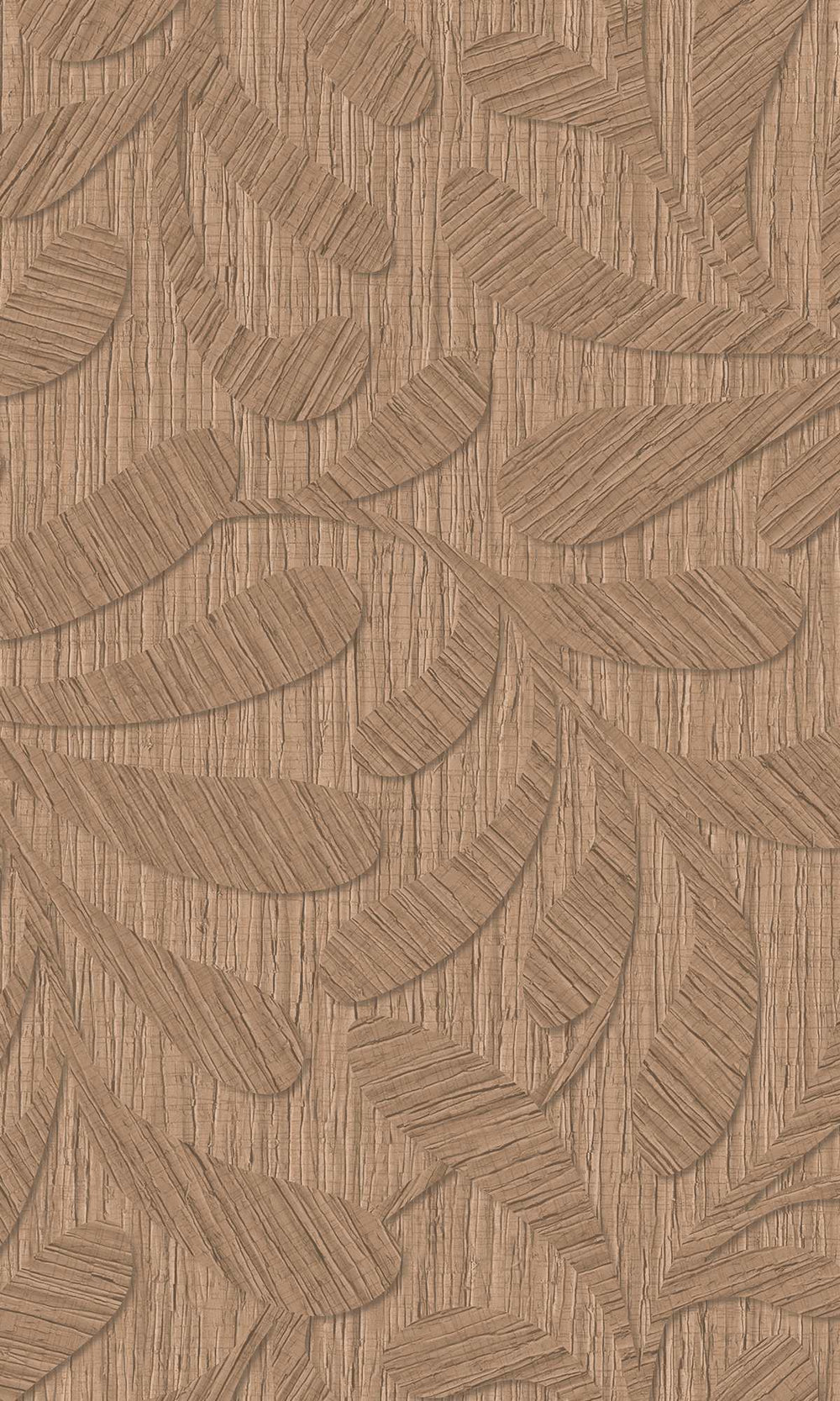 Chestnut Embossed Leaves Wallpaper R10321