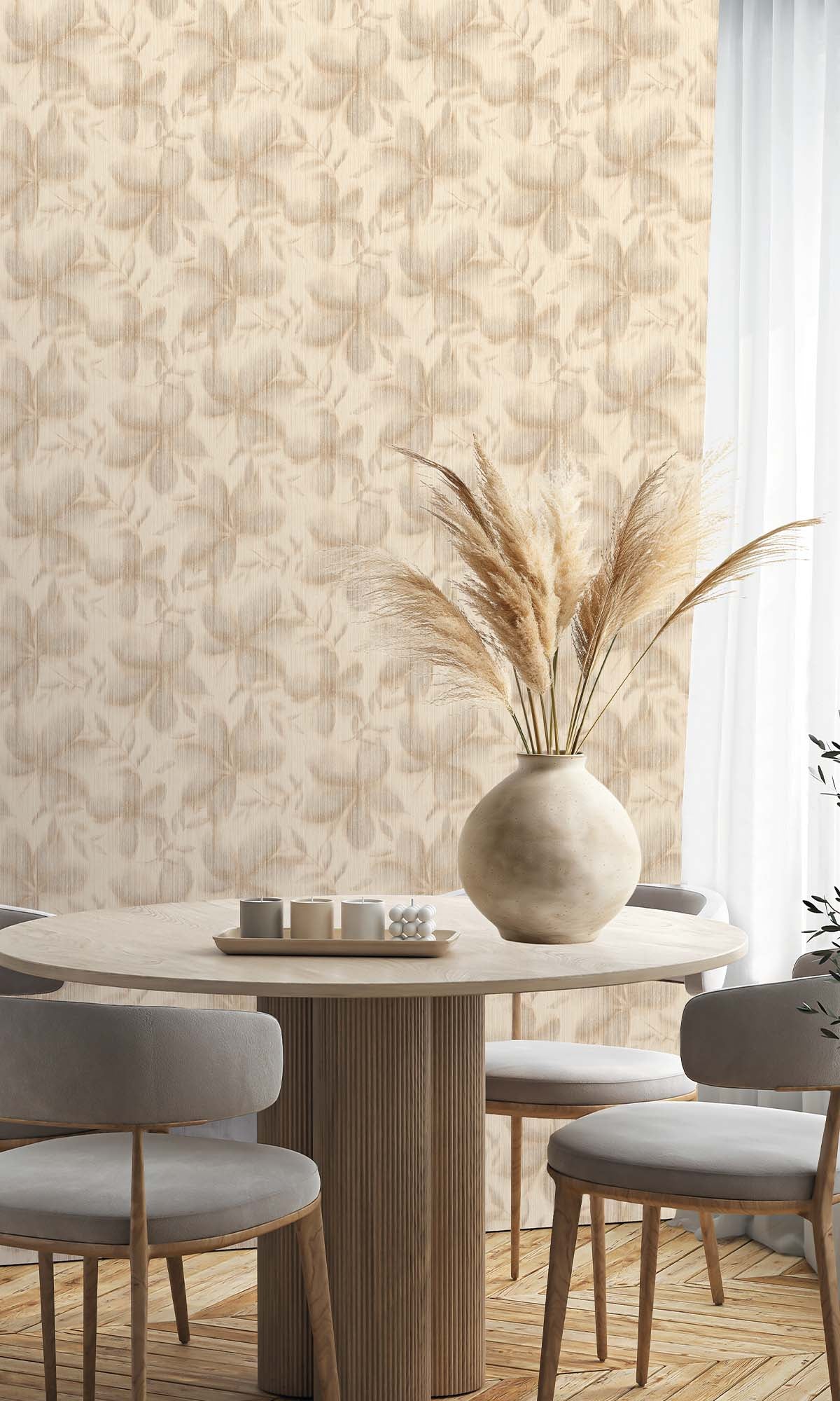 Taupe Floral Camouflage Wallpaper R10325