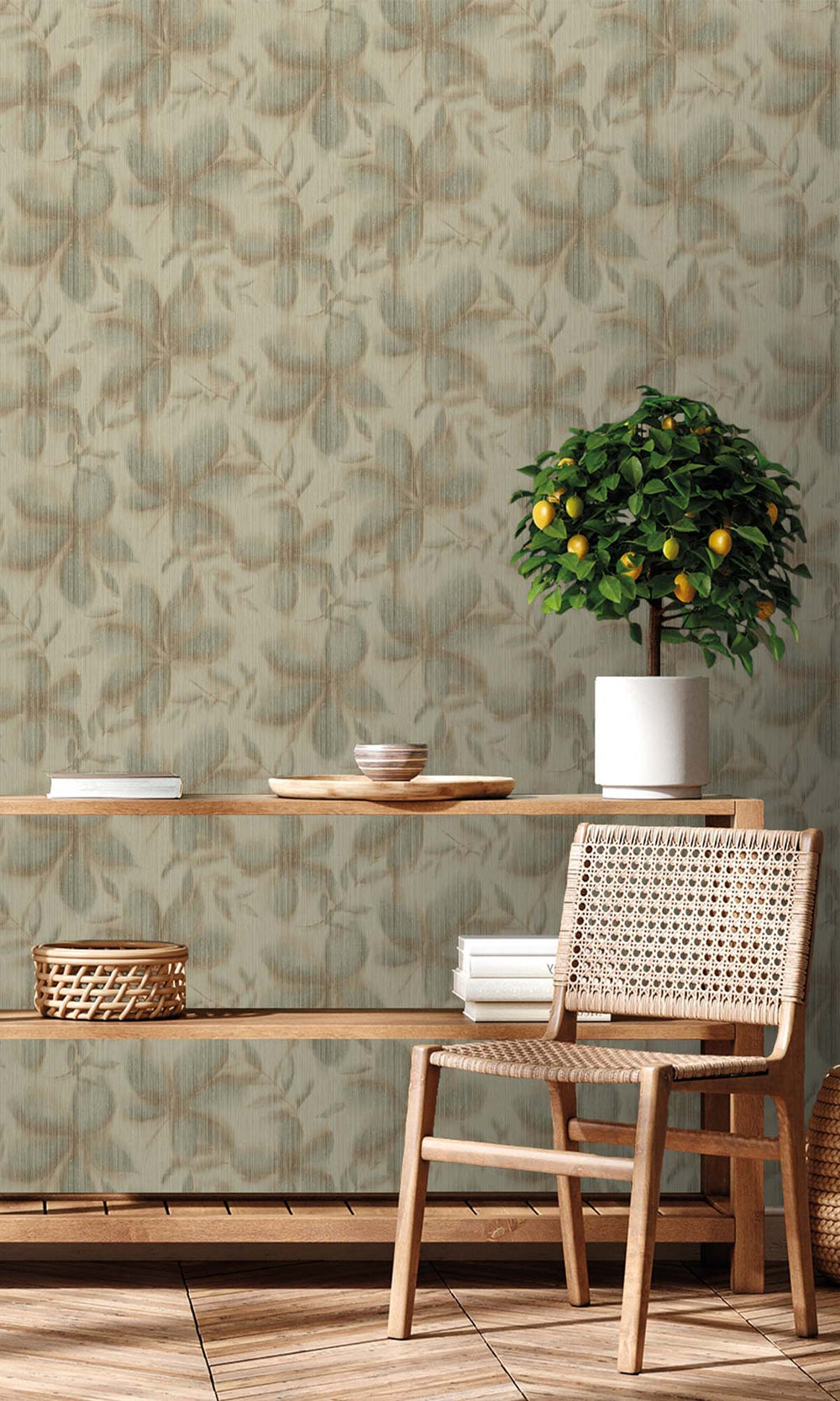 Oil Green Floral Camouflage Wallpaper R10326