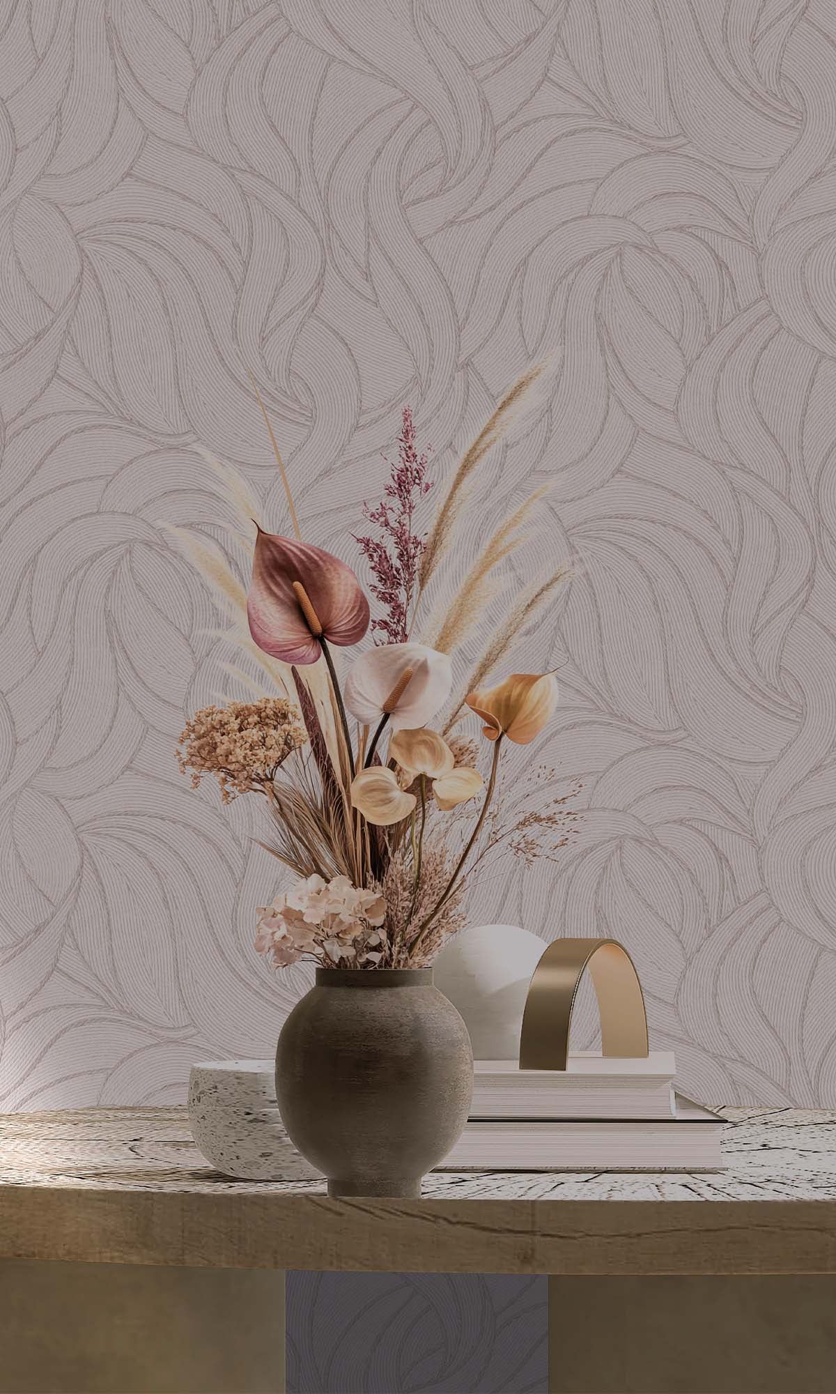 White Allover Topical Leaf Wallpaper R10327