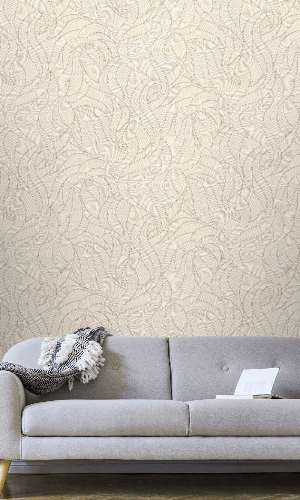 White Allover Topical Leaf Wallpaper R10327