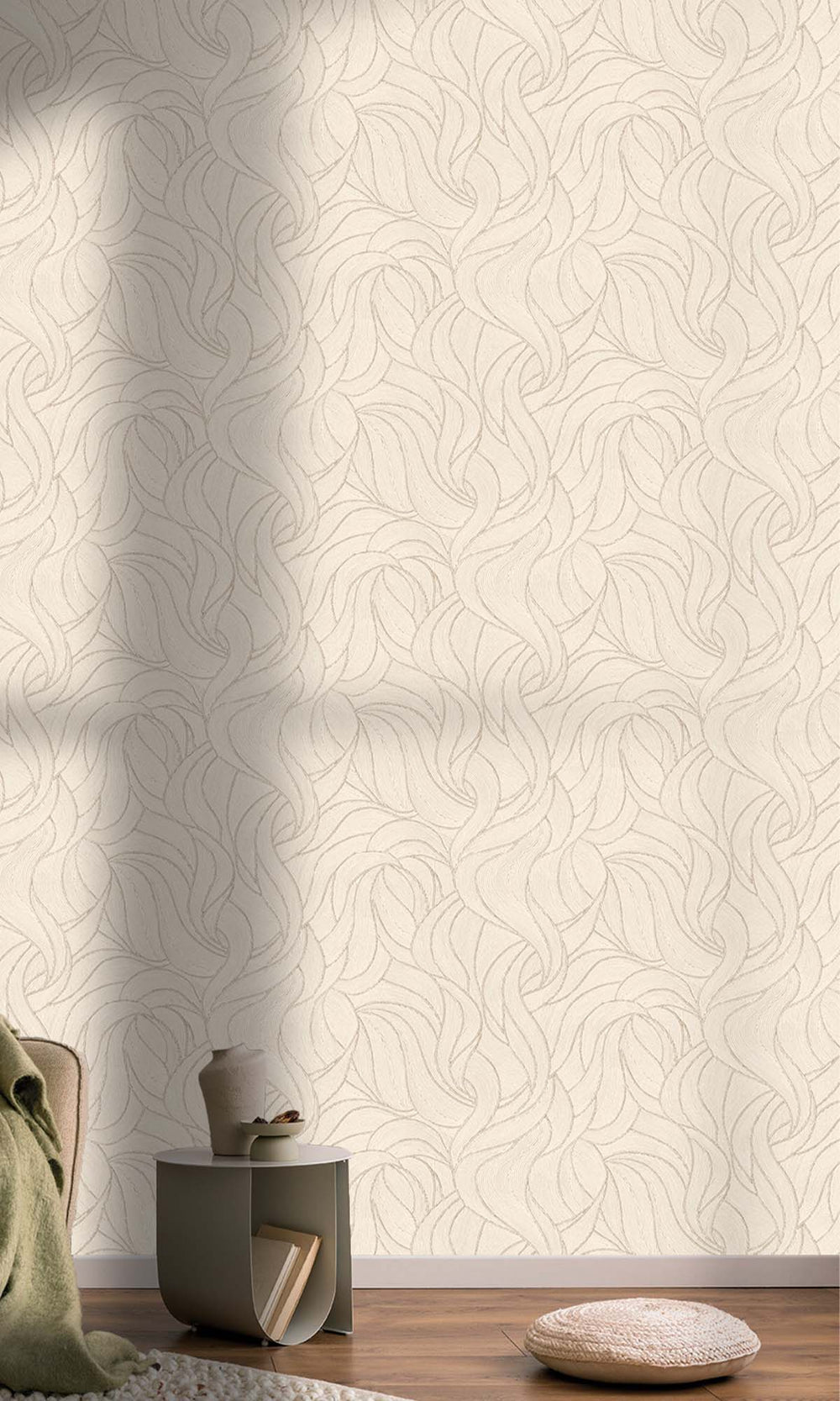 White Allover Topical Leaf Wallpaper R10327