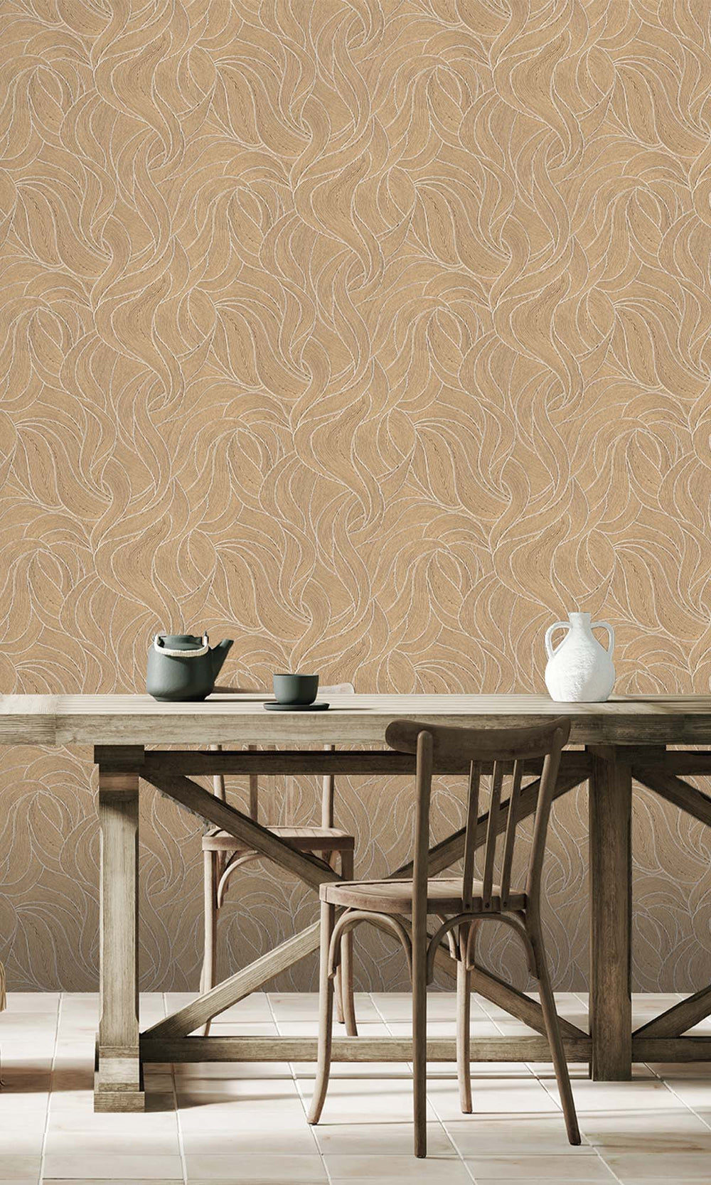 Latté Allover Topical Leaf Wallpaper R10328
