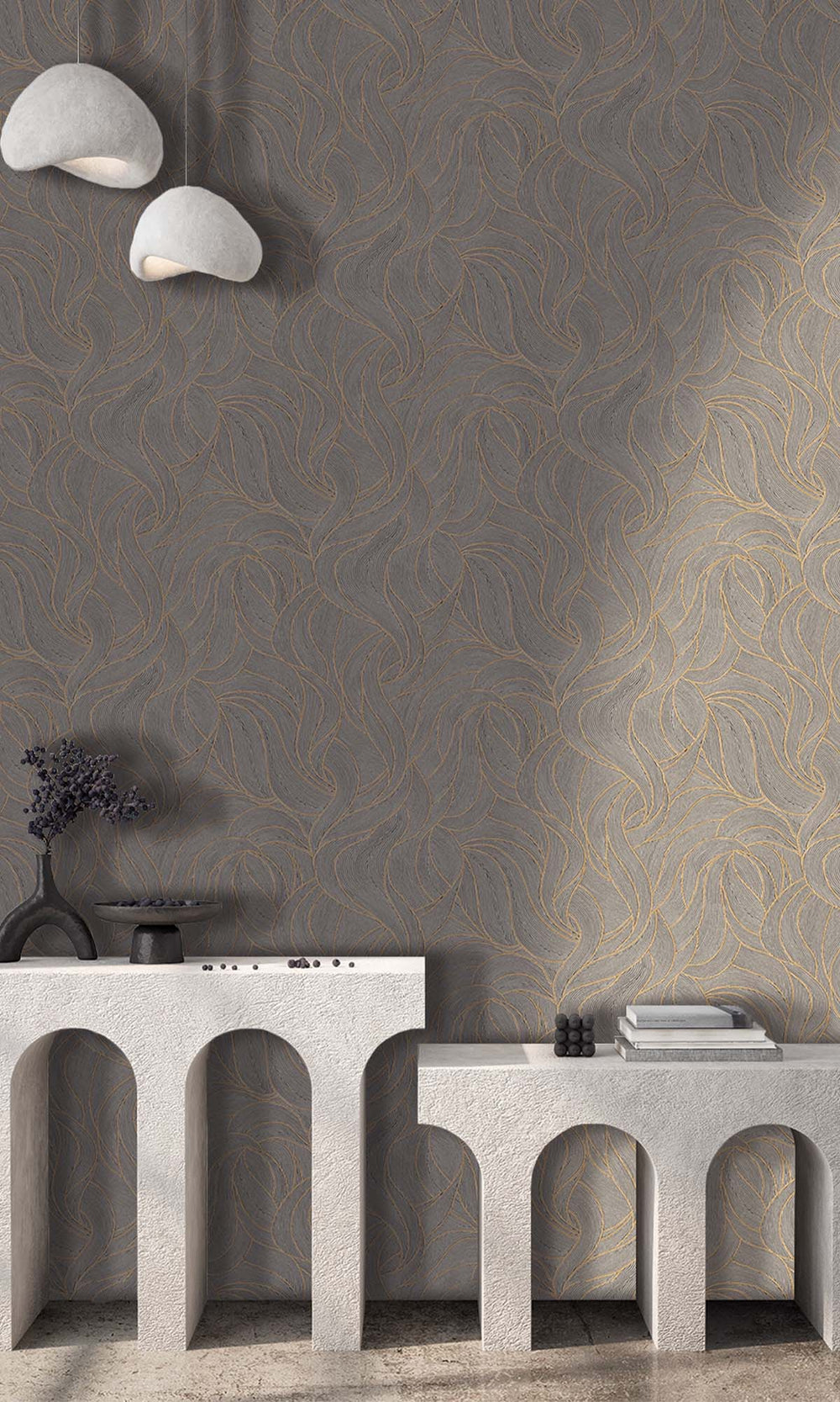 Desert Taupe Allover Topical Leaf Wallpaper R10329