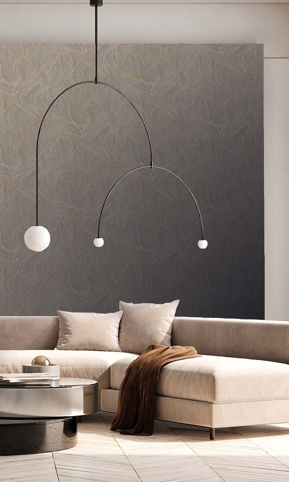 Desert Taupe Allover Topical Leaf Wallpaper R10329