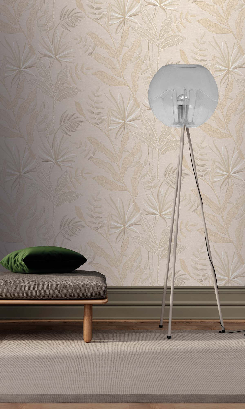Cream Tropical Flora Wallpaper R10330