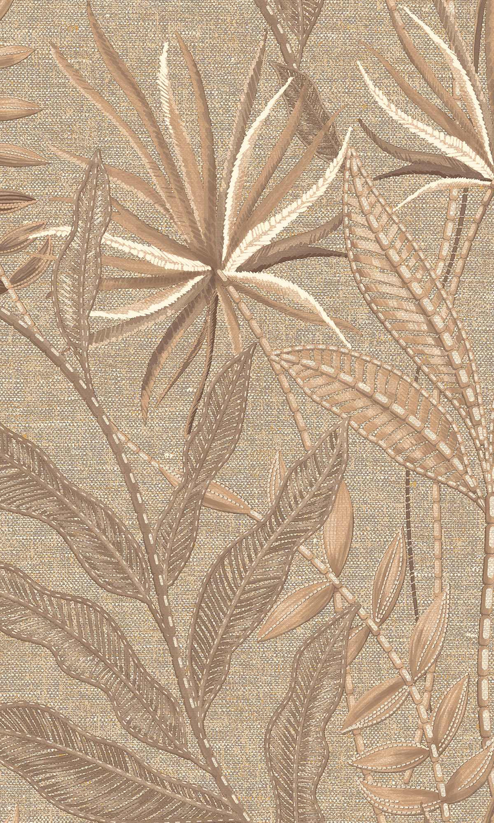 Taupe Tropical Flora Wallpaper R10331