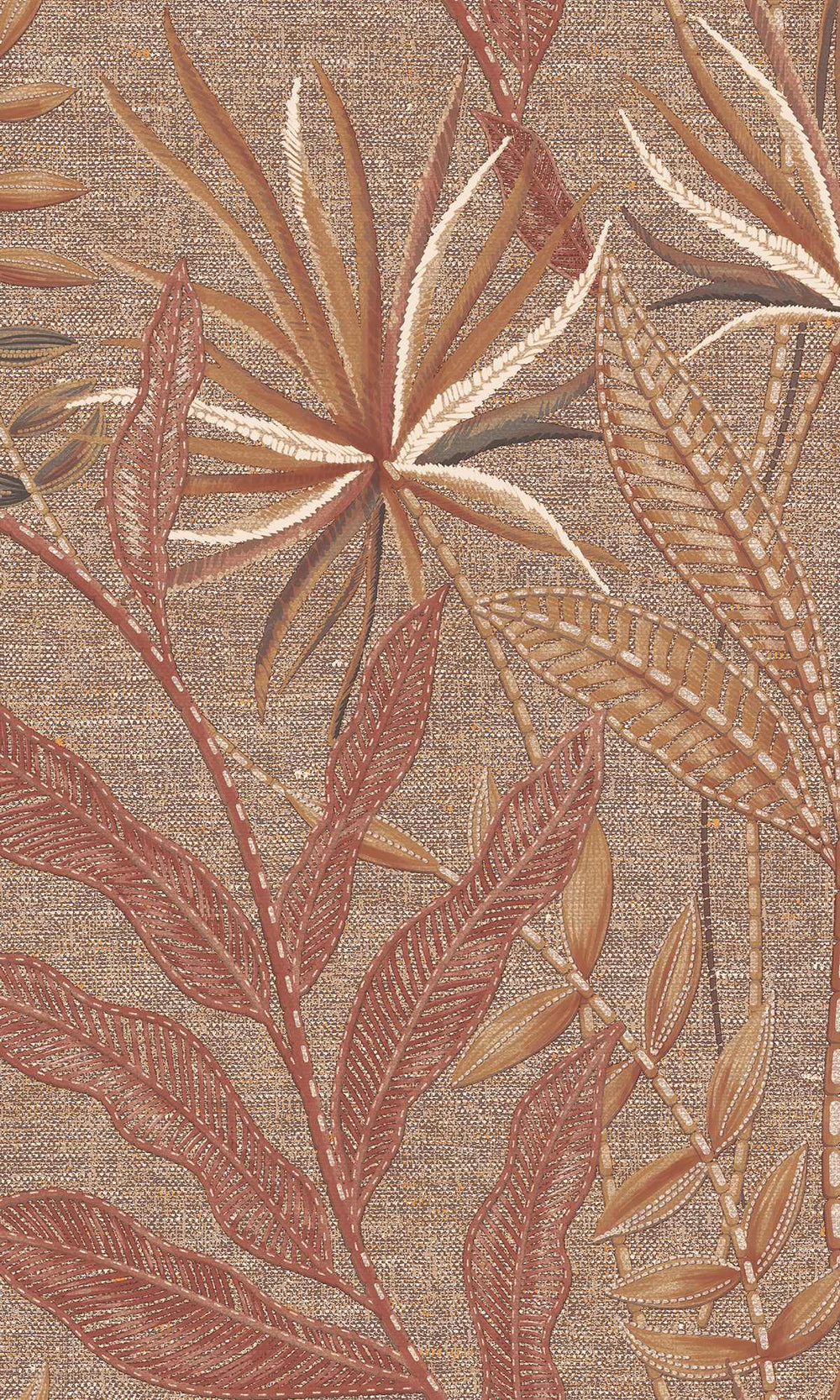 Carob Brown Tropical Flora Wallpaper R10332