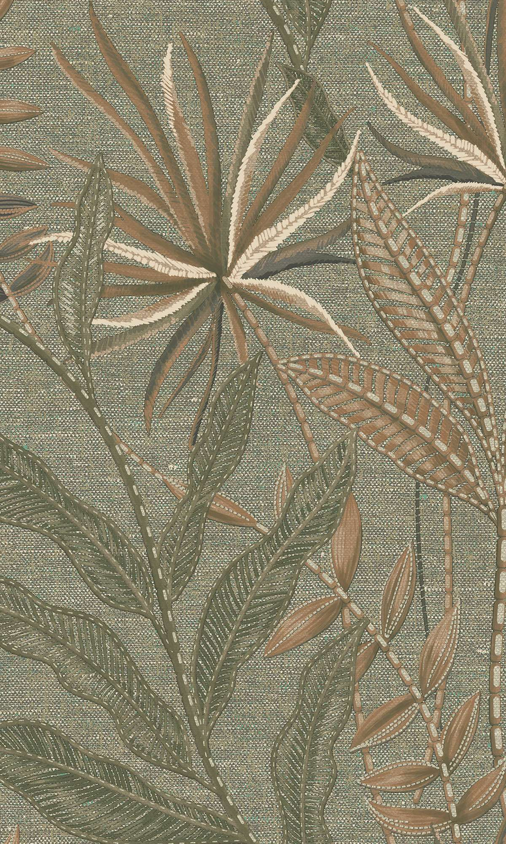 Oil Green Tropical Flora Wallpaper R10333