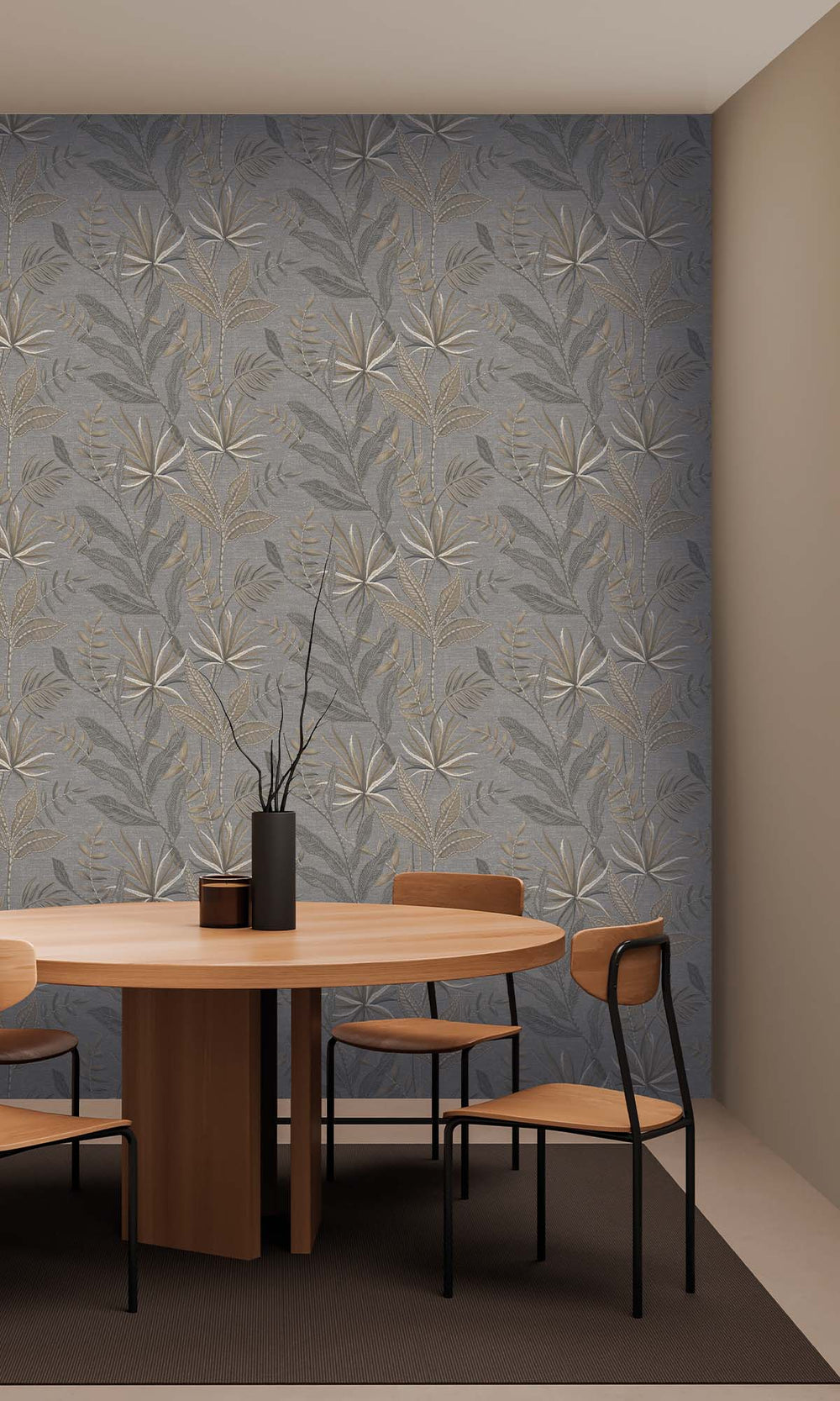 Skyrocket Grey Tropical Flora Wallpaper R10334