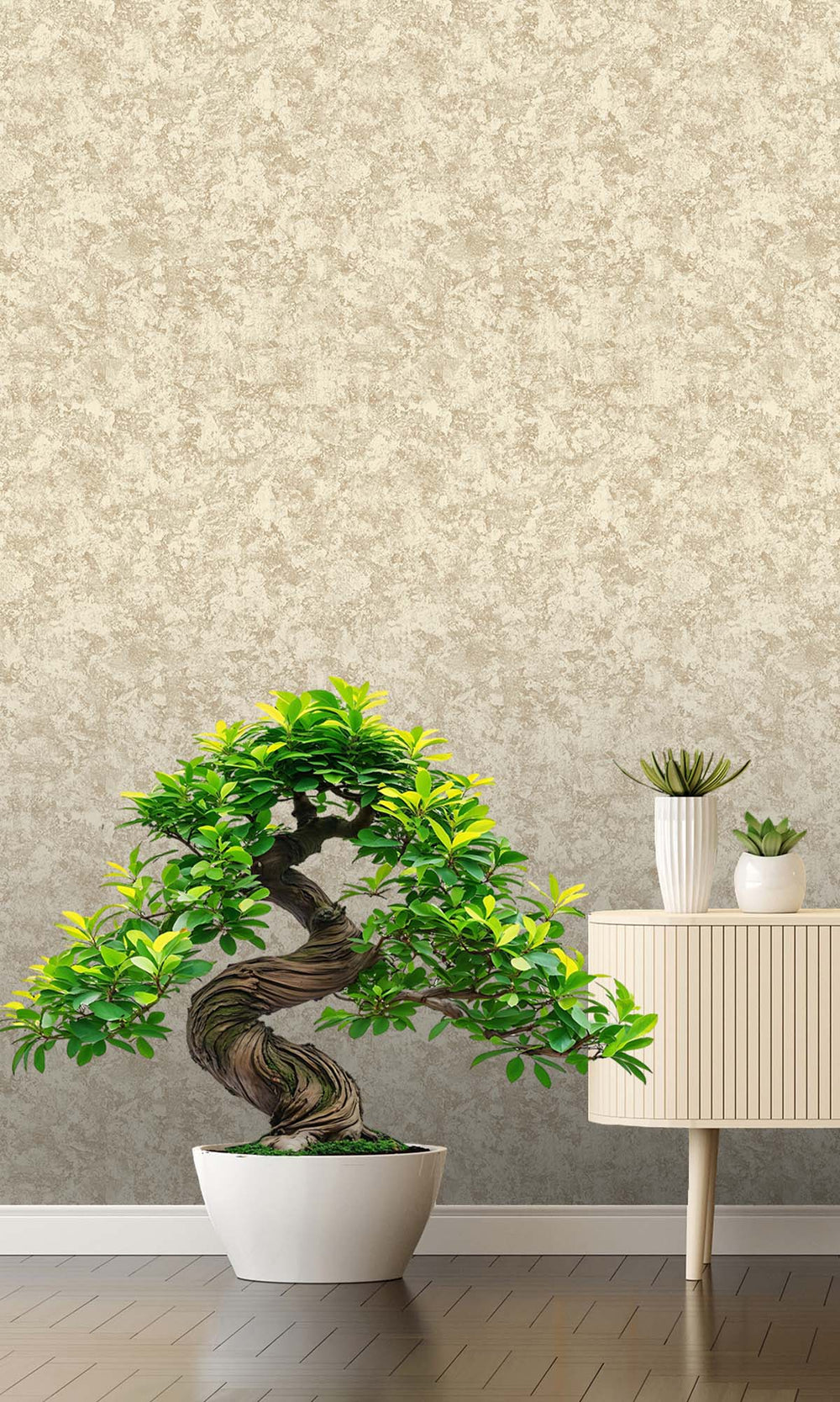 Cream Faux Plaster Effect Wallpaper R10338
