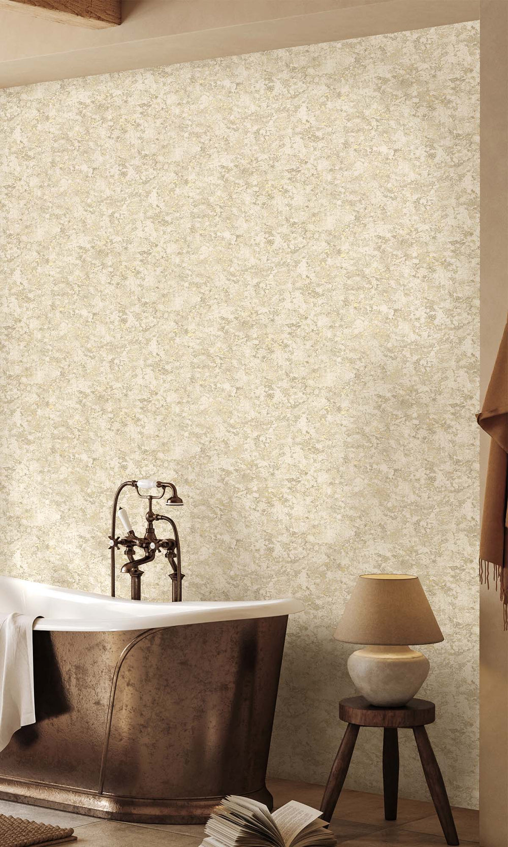 Cream Faux Plaster Effect Wallpaper R10338