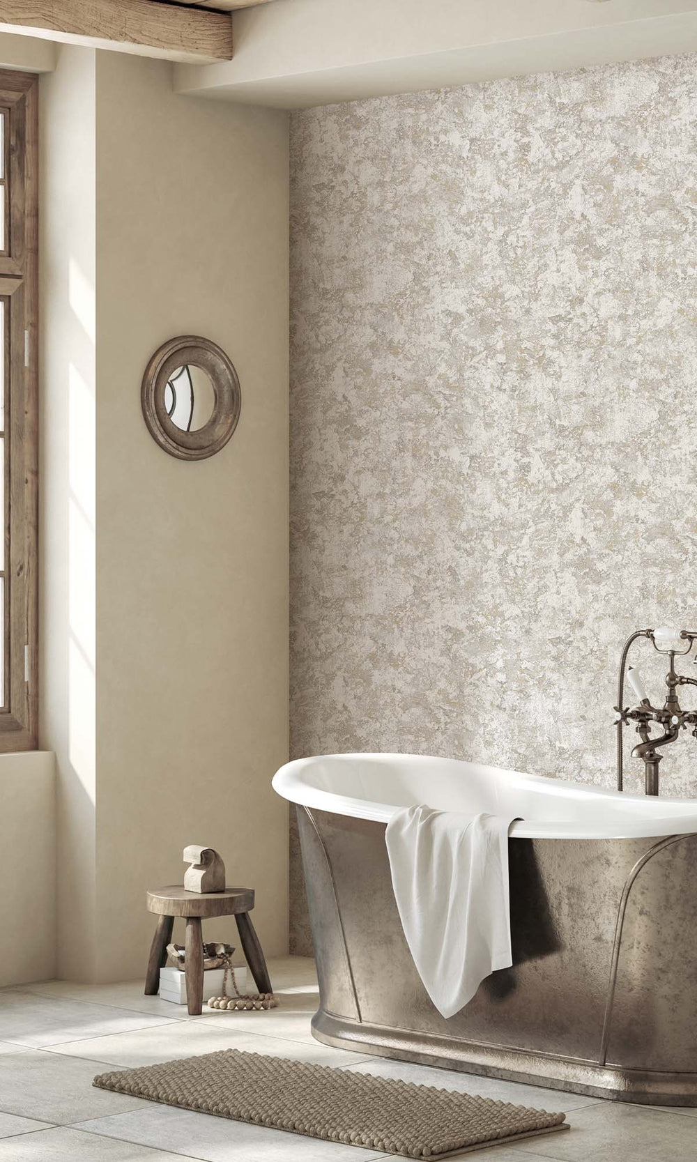 Dove Faux Plaster Effect Wallpaper R10339