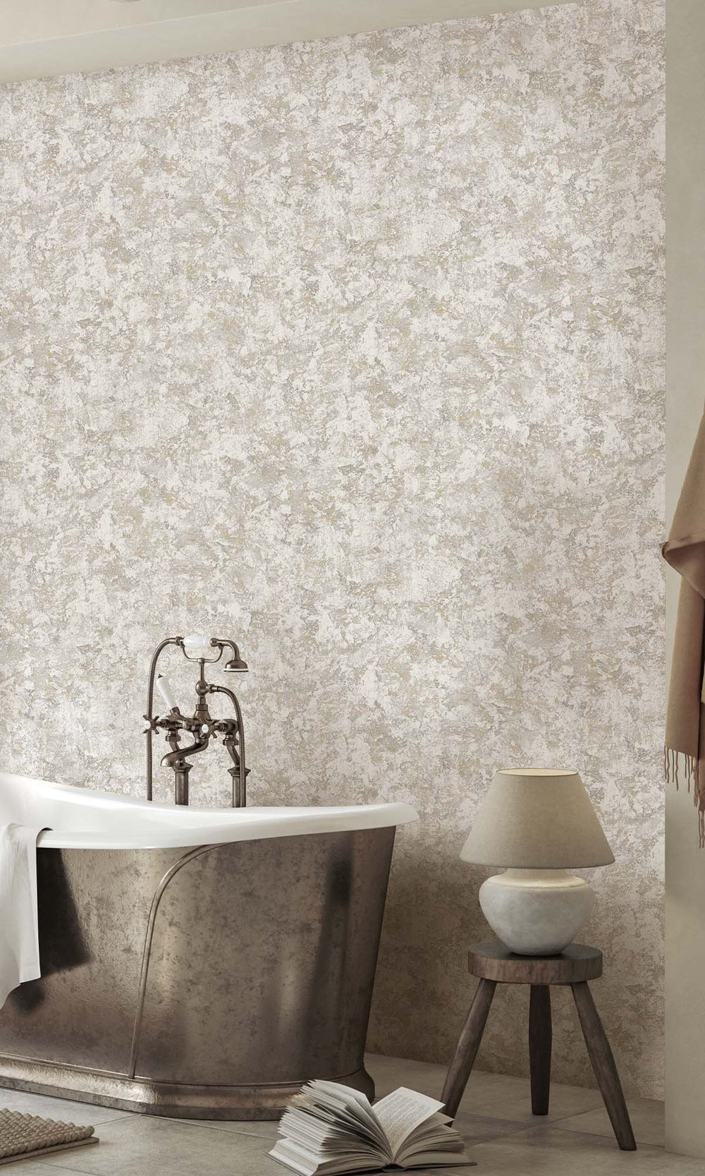 Dove Faux Plaster Effect Wallpaper R10339