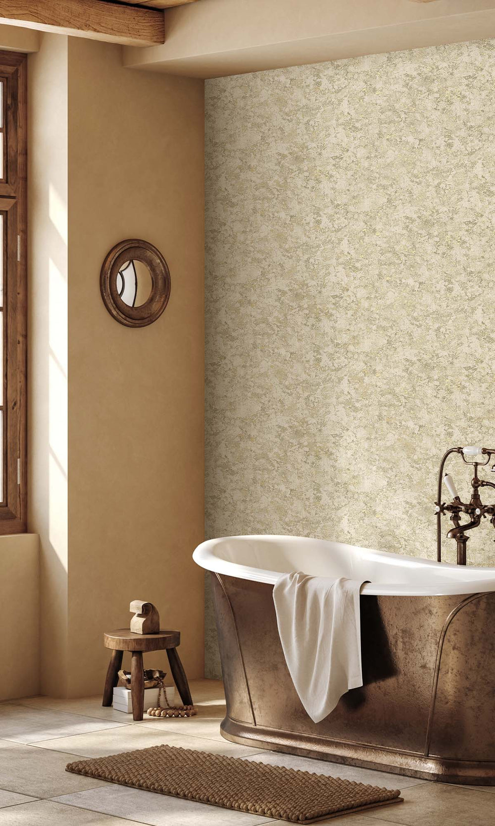 Beige Faux Plaster Effect Wallpaper R10340