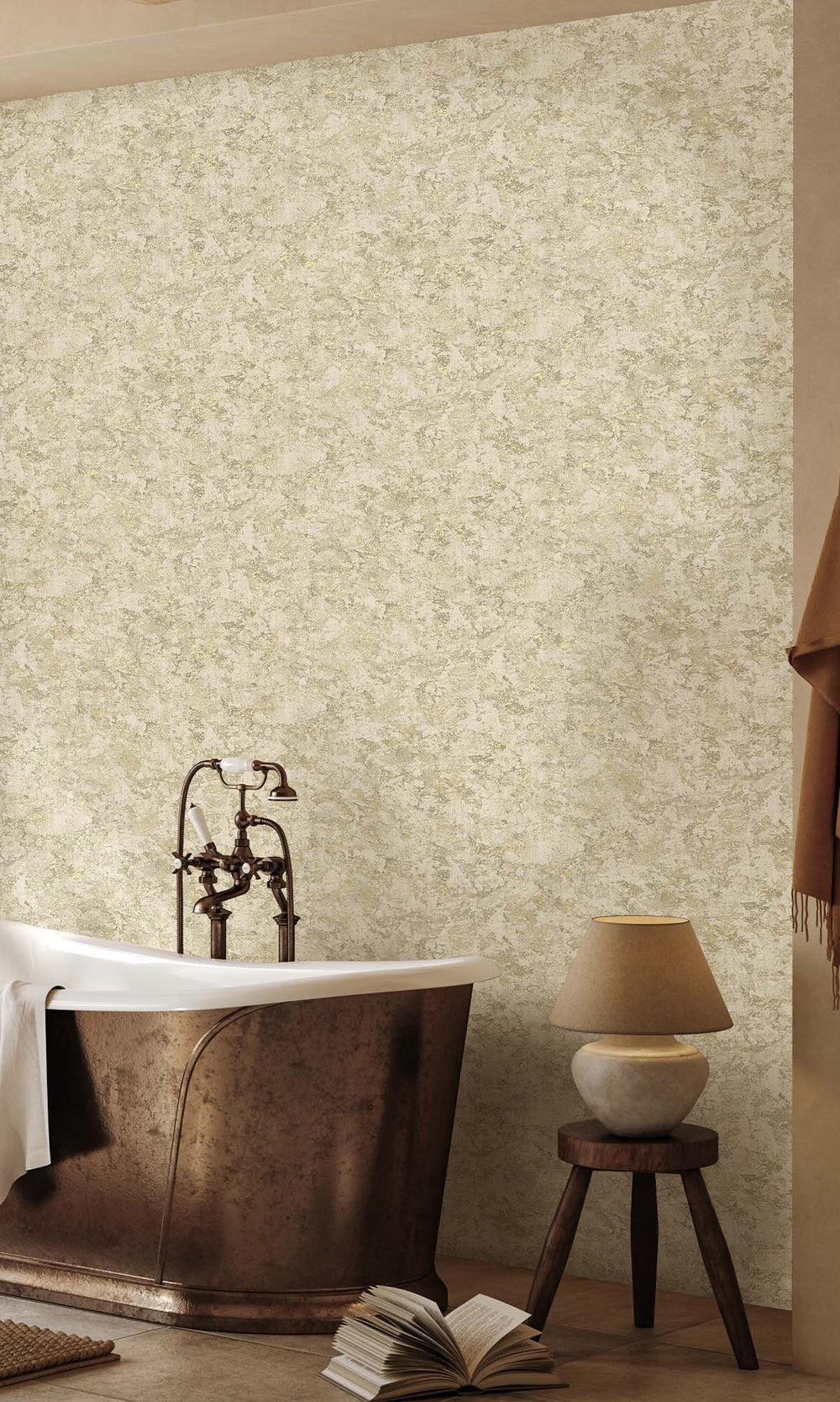 Beige Faux Plaster Effect Wallpaper R10340