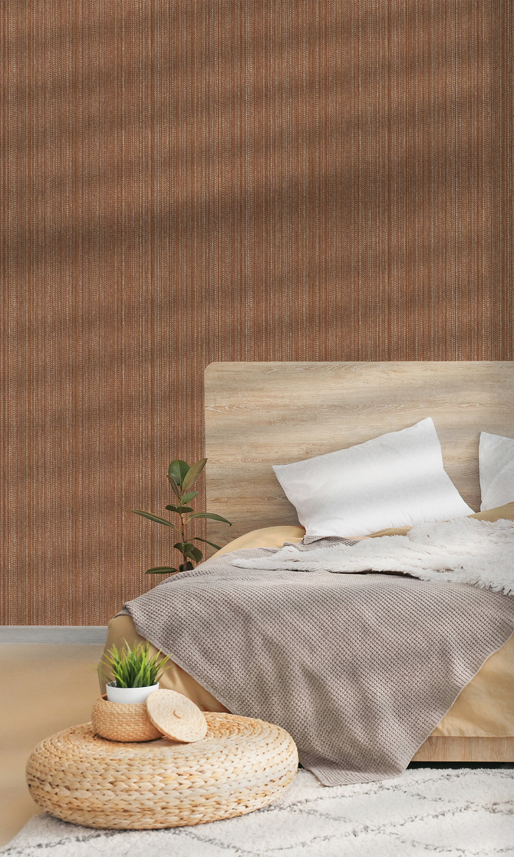 Rust Metallic Acrylic Chevron Print Wallpaper R10341