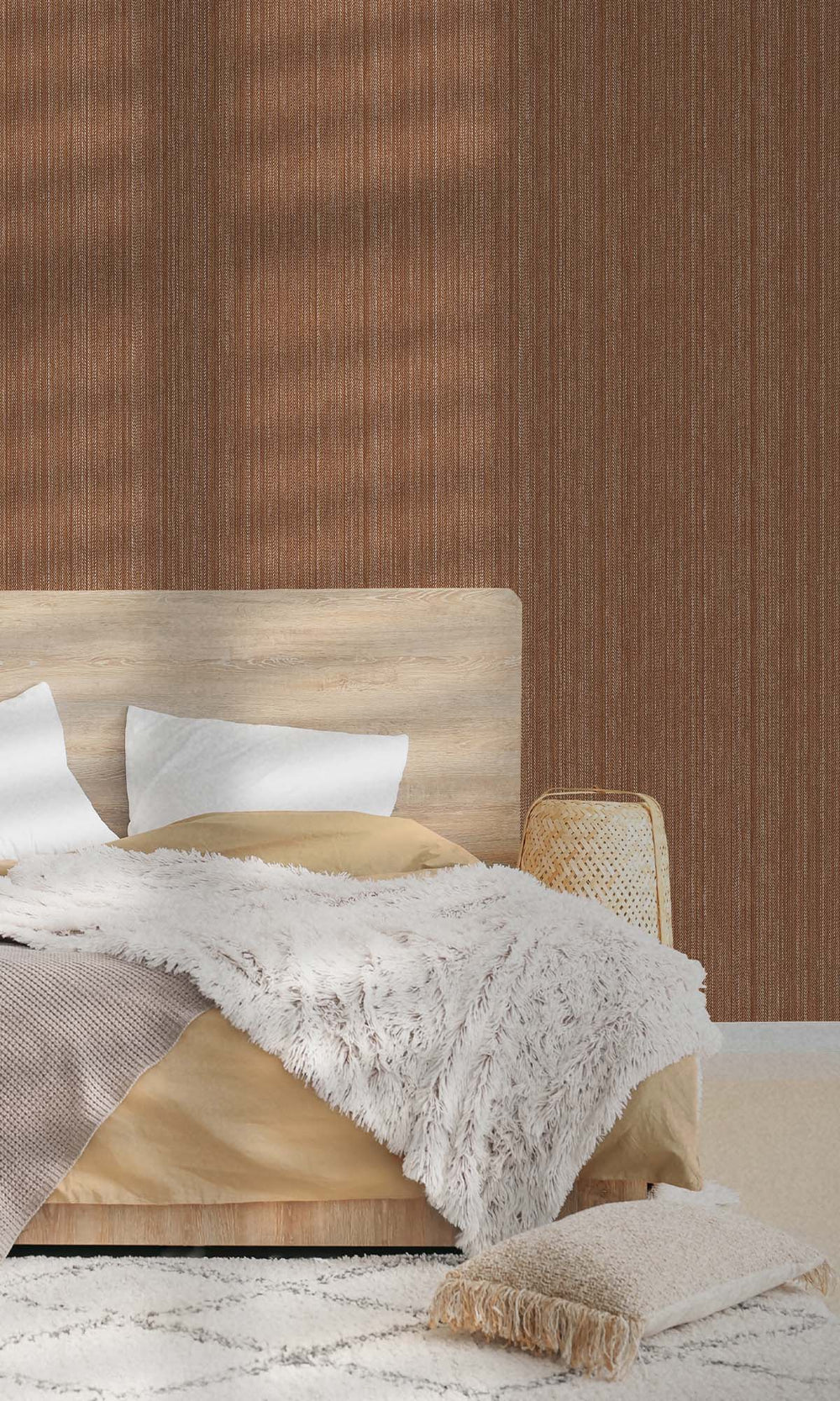 Rust Metallic Acrylic Chevron Print Wallpaper R10341