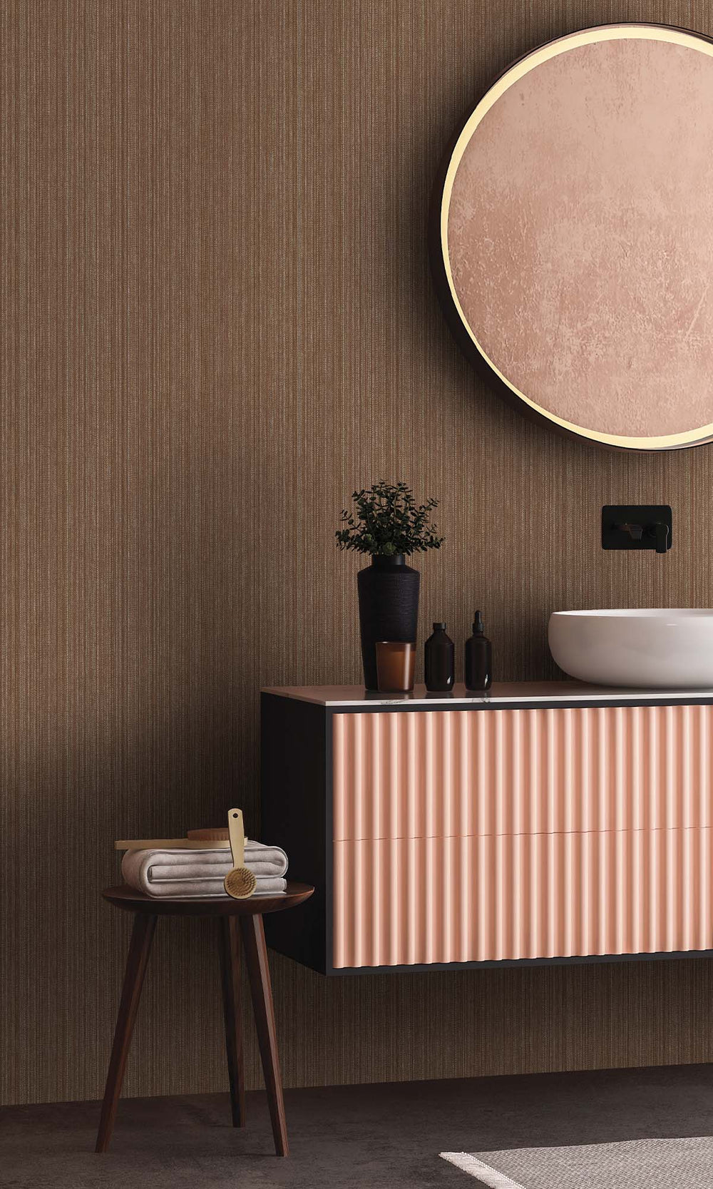 Rust Metallic Acrylic Chevron Print Wallpaper R10341