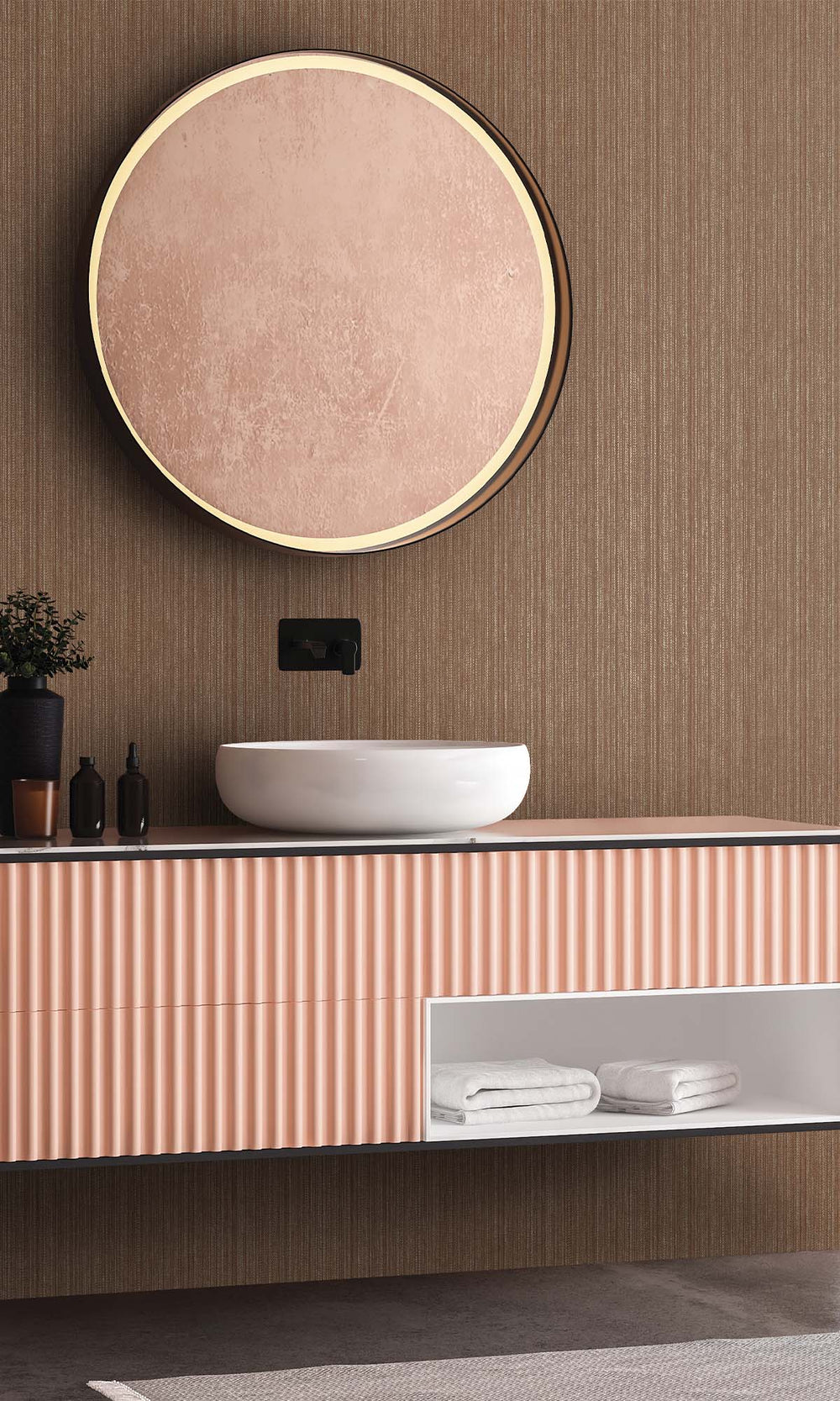 Rust Metallic Acrylic Chevron Print Wallpaper R10341