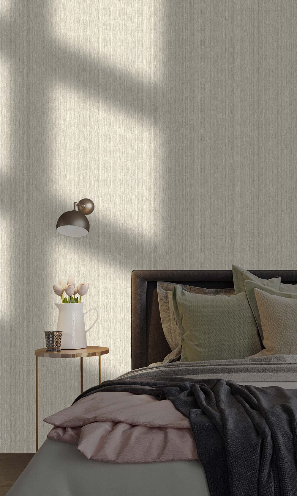 Cream Metallic Acrylic Chevron Print Wallpaper R10342