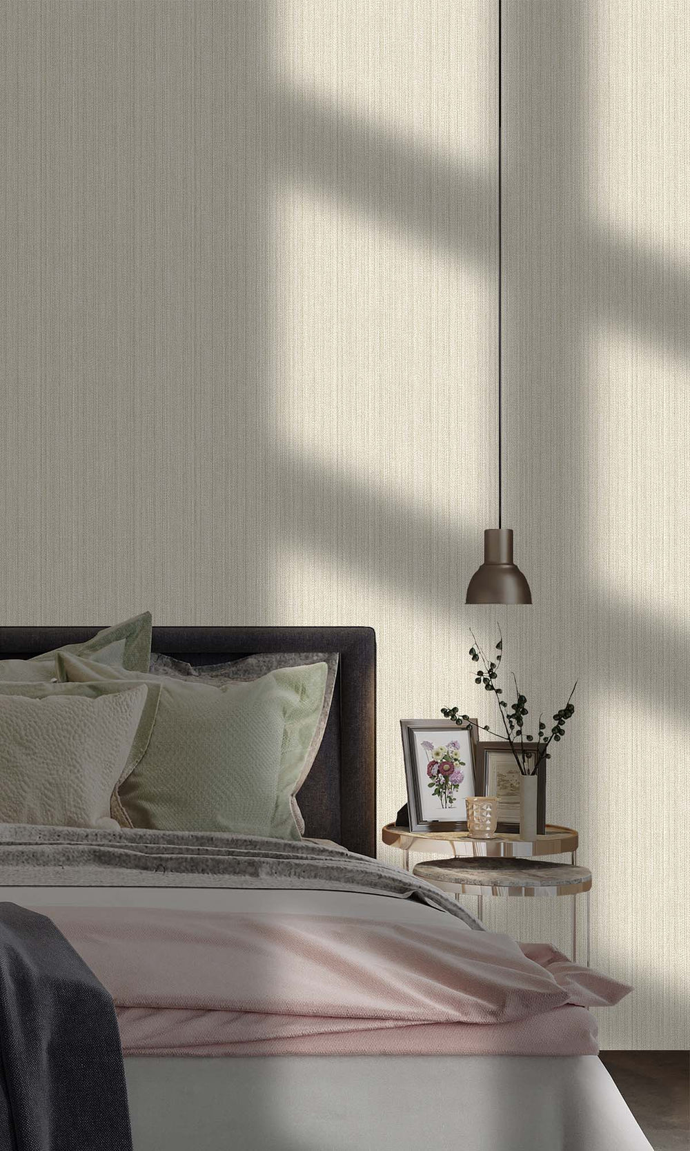 Cream Metallic Acrylic Chevron Print Wallpaper R10342