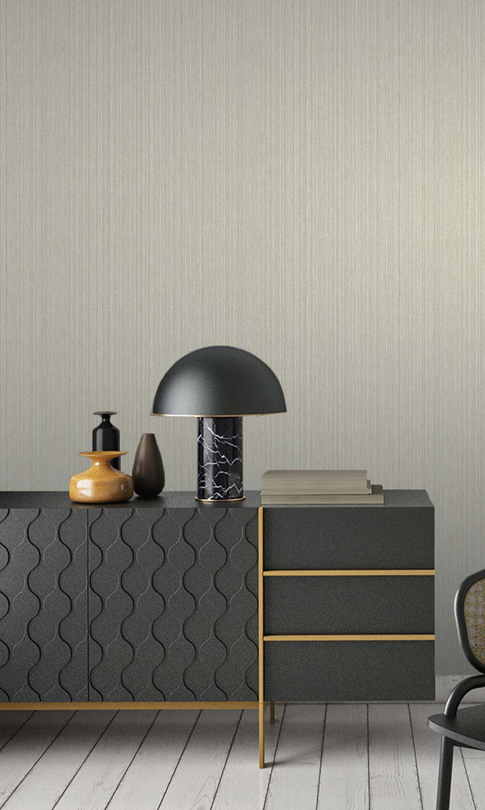 Duck Egg Metallic Acrylic Chevron Print Wallpaper R10343