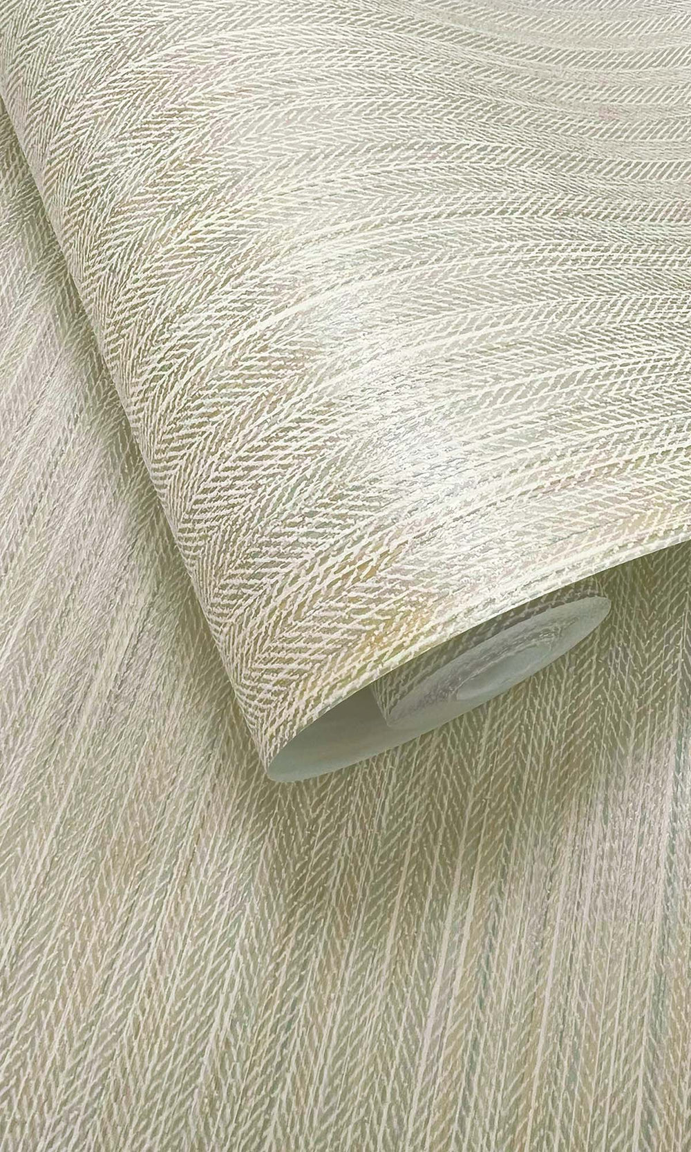 Duck Egg Metallic Acrylic Chevron Print Wallpaper R10343