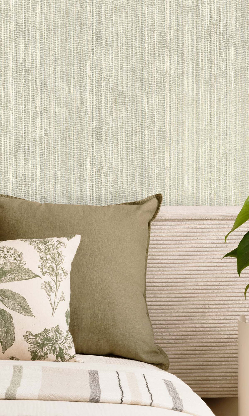 Duck Egg Metallic Acrylic Chevron Print Wallpaper R10343
