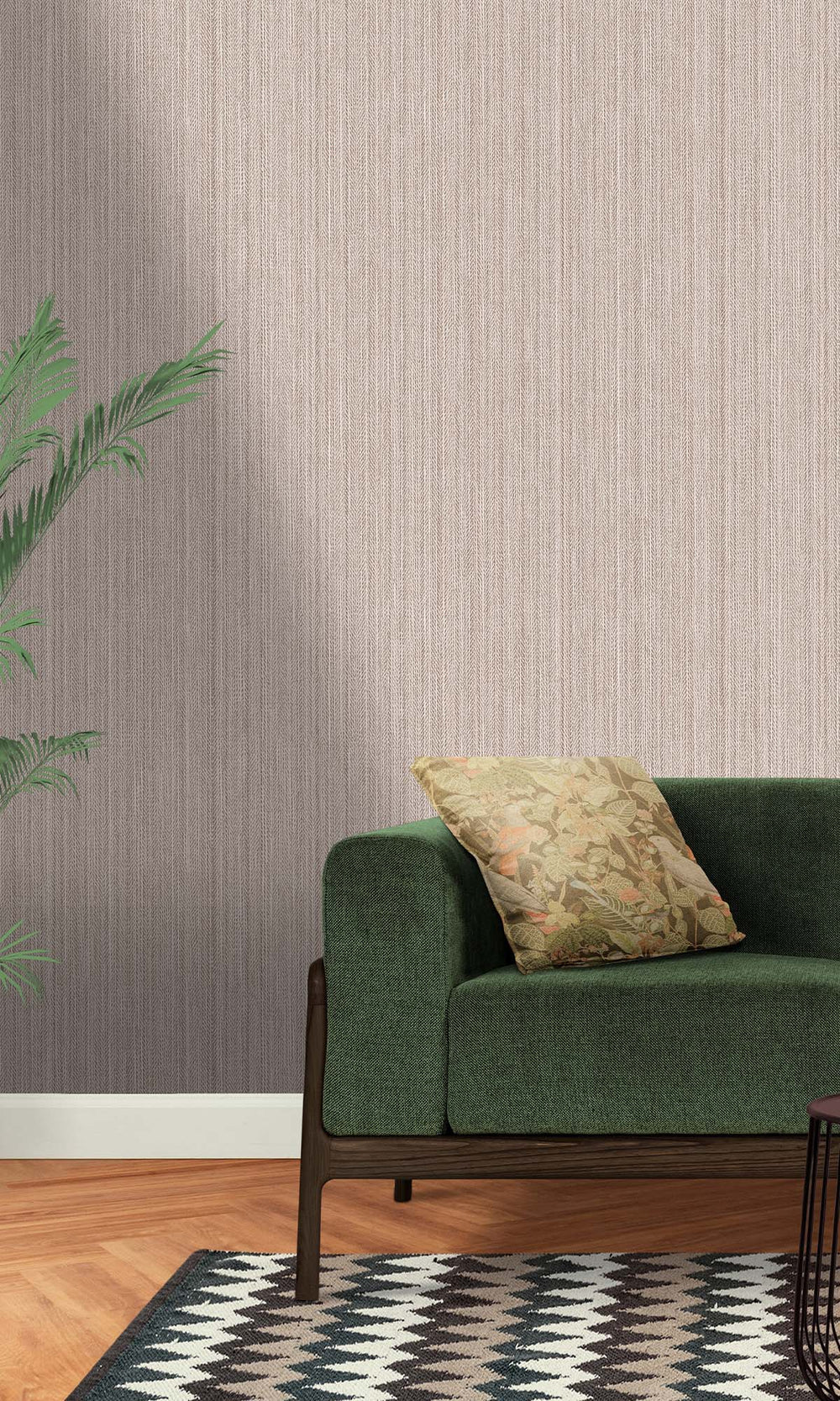 Mink Metallic Acrylic Chevron Print Wallpaper R10344