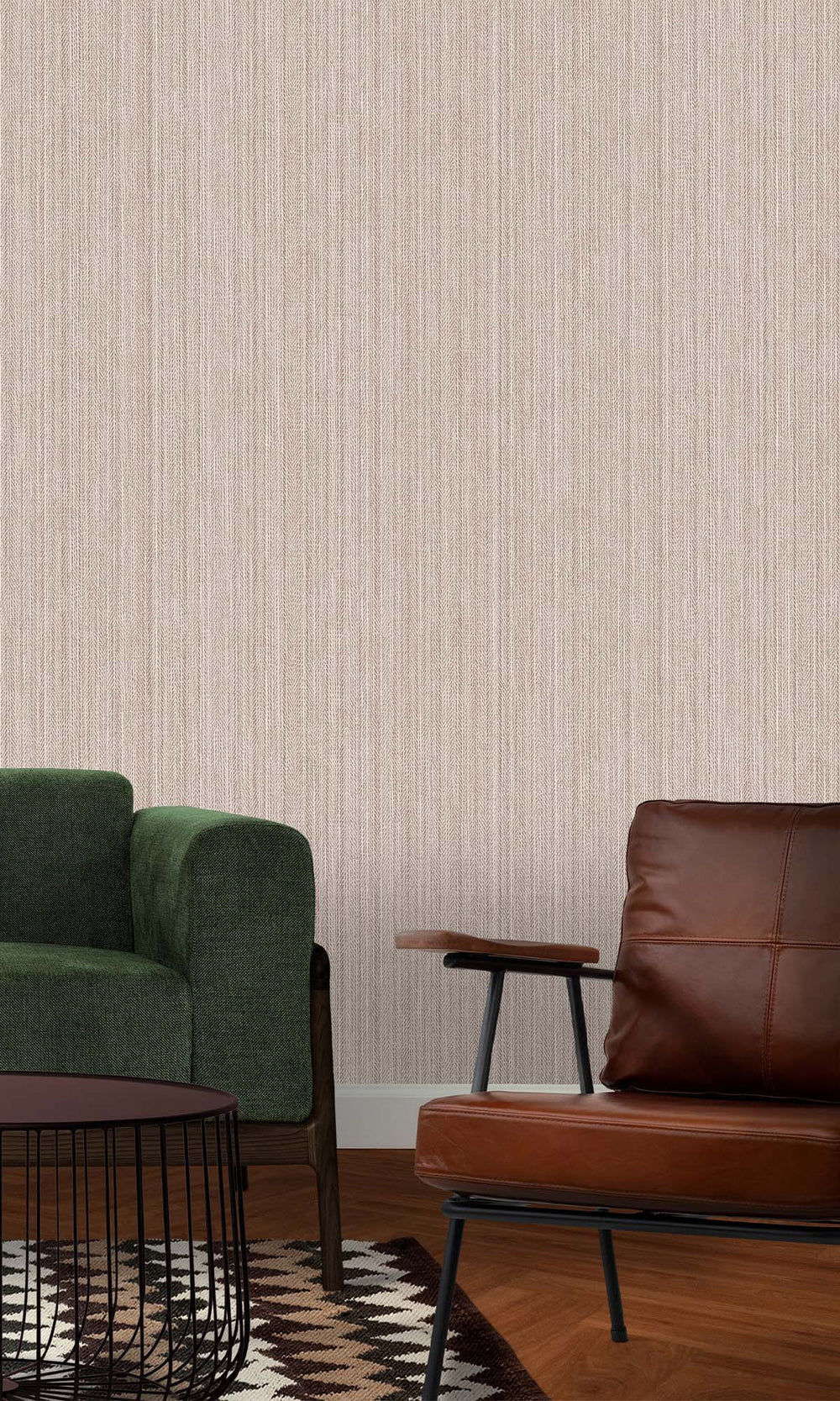 Mink Metallic Acrylic Chevron Print Wallpaper R10344